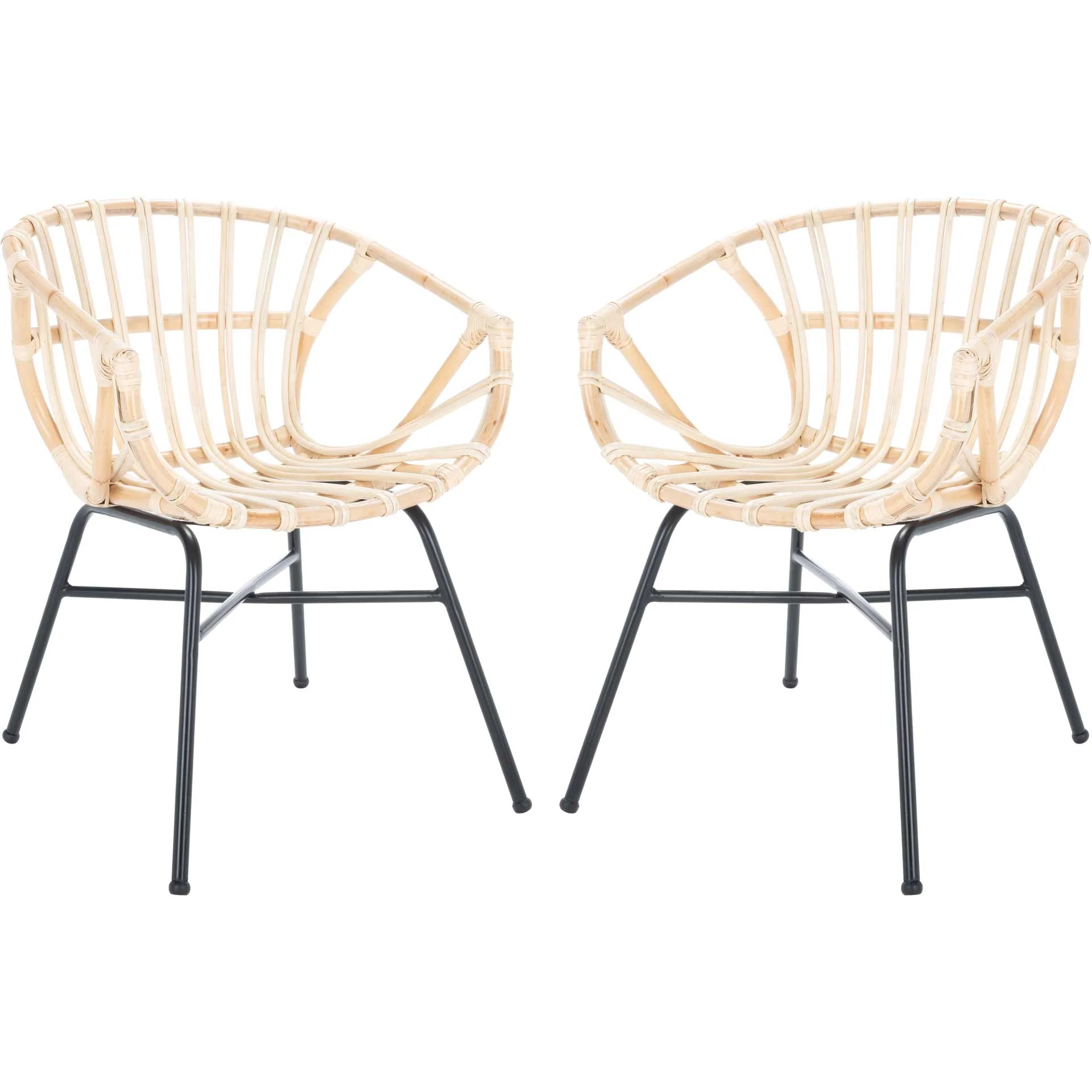 Ava Rattan Dining Chair Natural/Black (Set of 2) - Image 2