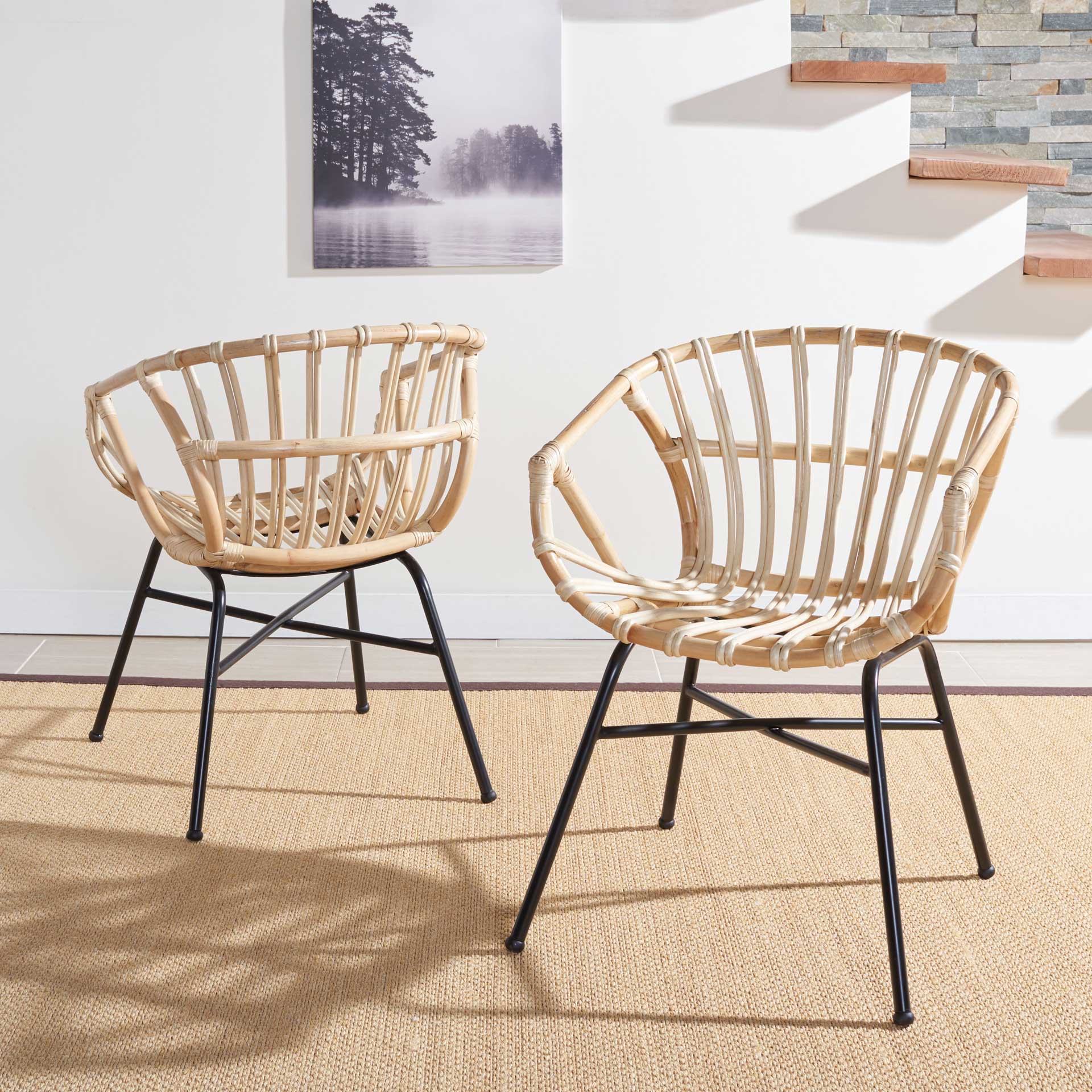 Ava Rattan Dining Chair Natural/Black (Set of 2) - Image 7