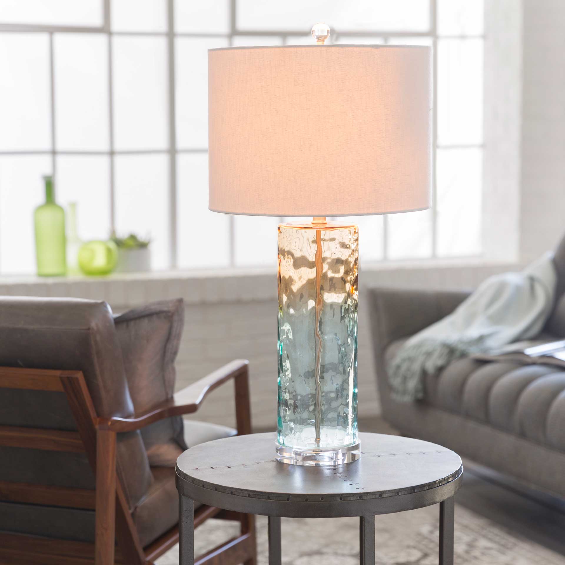 Ava Table Lamp Camel/White/Aqua - Image 7