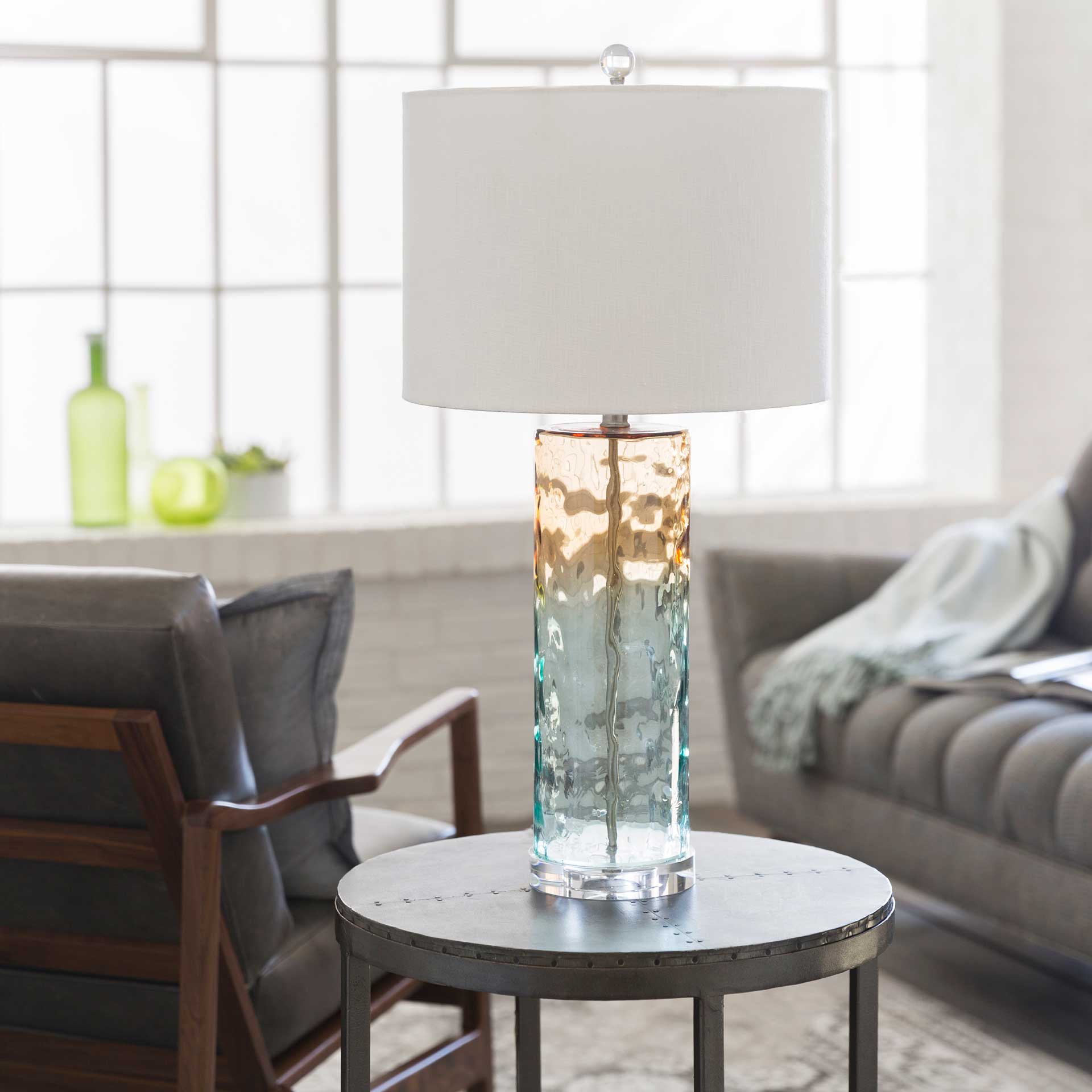 Ava Table Lamp Camel/White/Aqua - Image 8