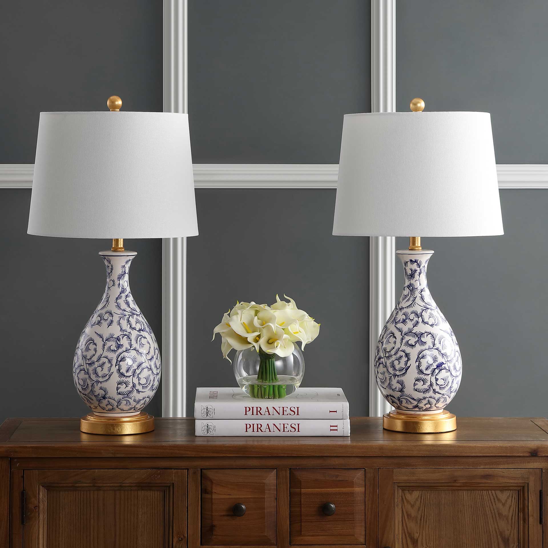 Avalyn Table Lamp Blue/White (Set of 2) - Image 3