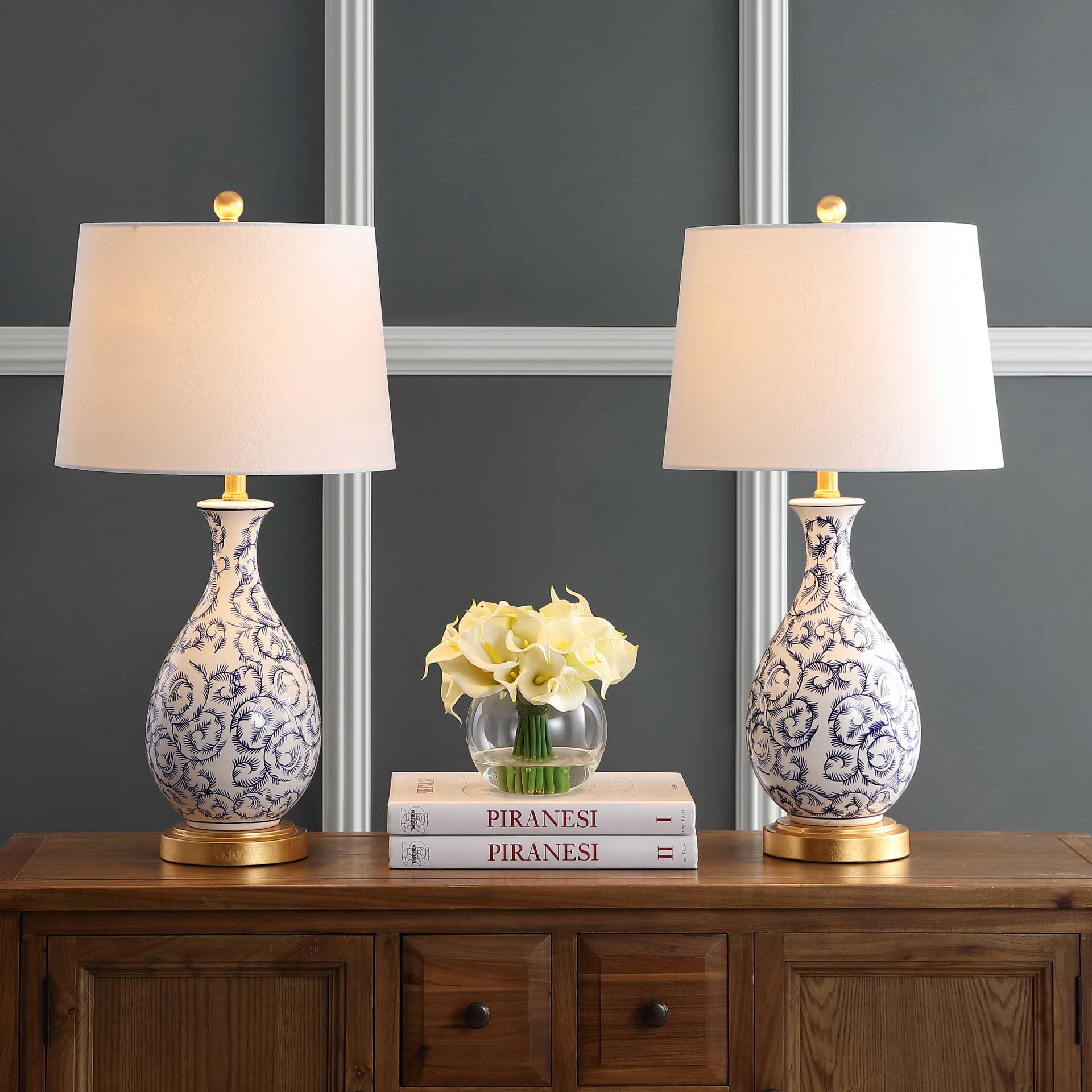Avalyn Table Lamp Blue/White (Set of 2) - Image 4
