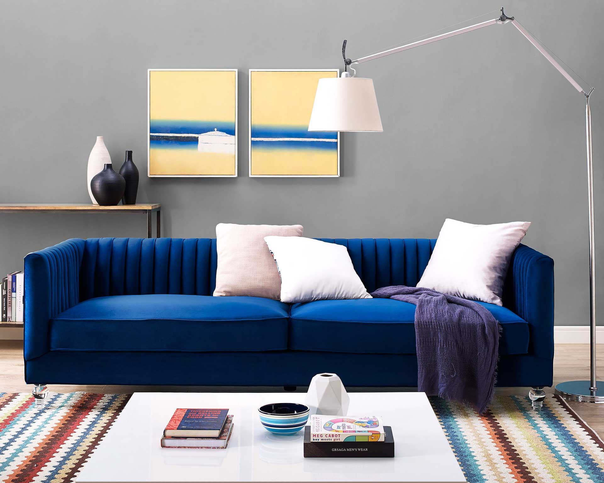 Aviate Velvet Sofa Blue - Image 5