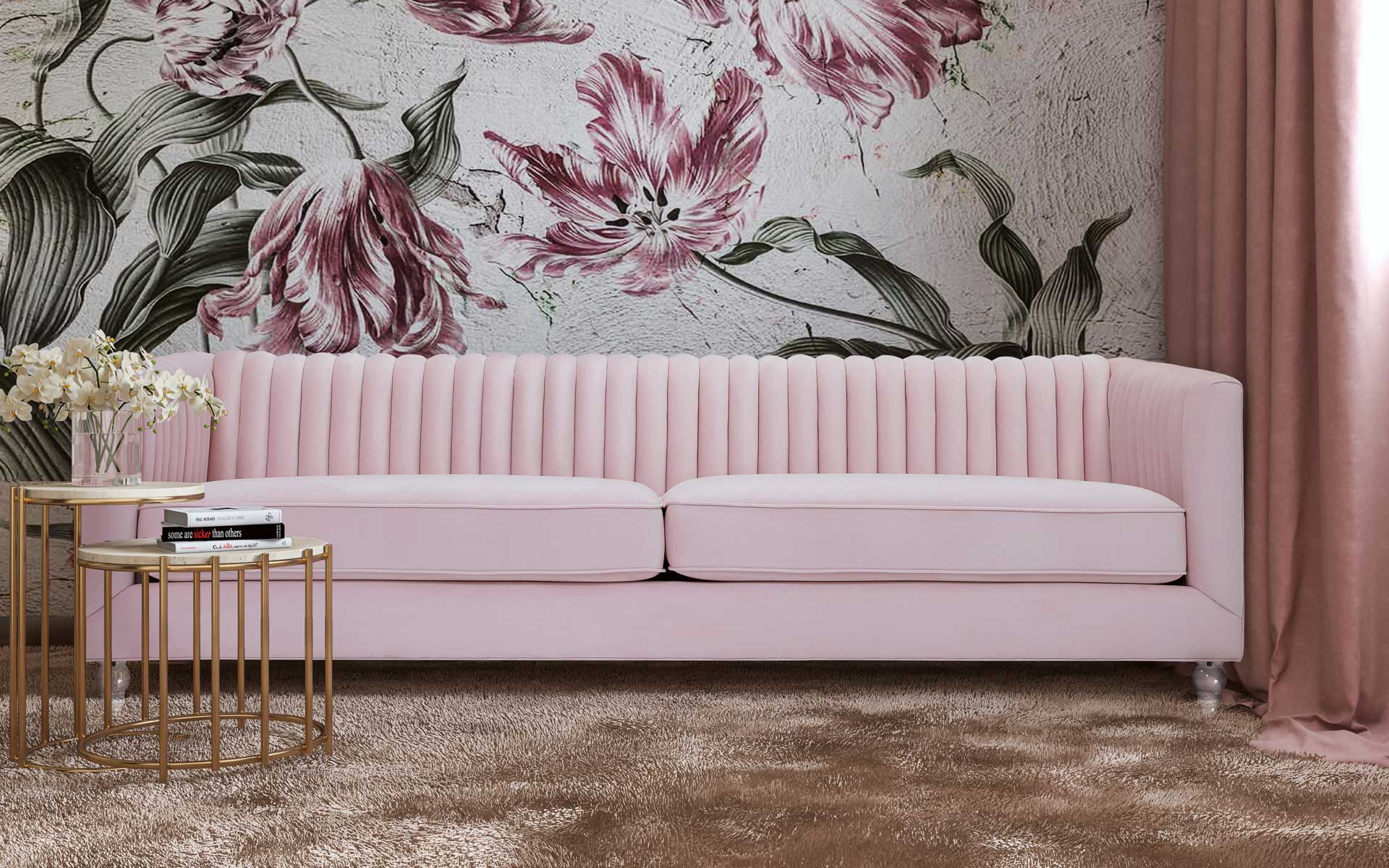Aviate Velvet Sofa Blush - Image 5