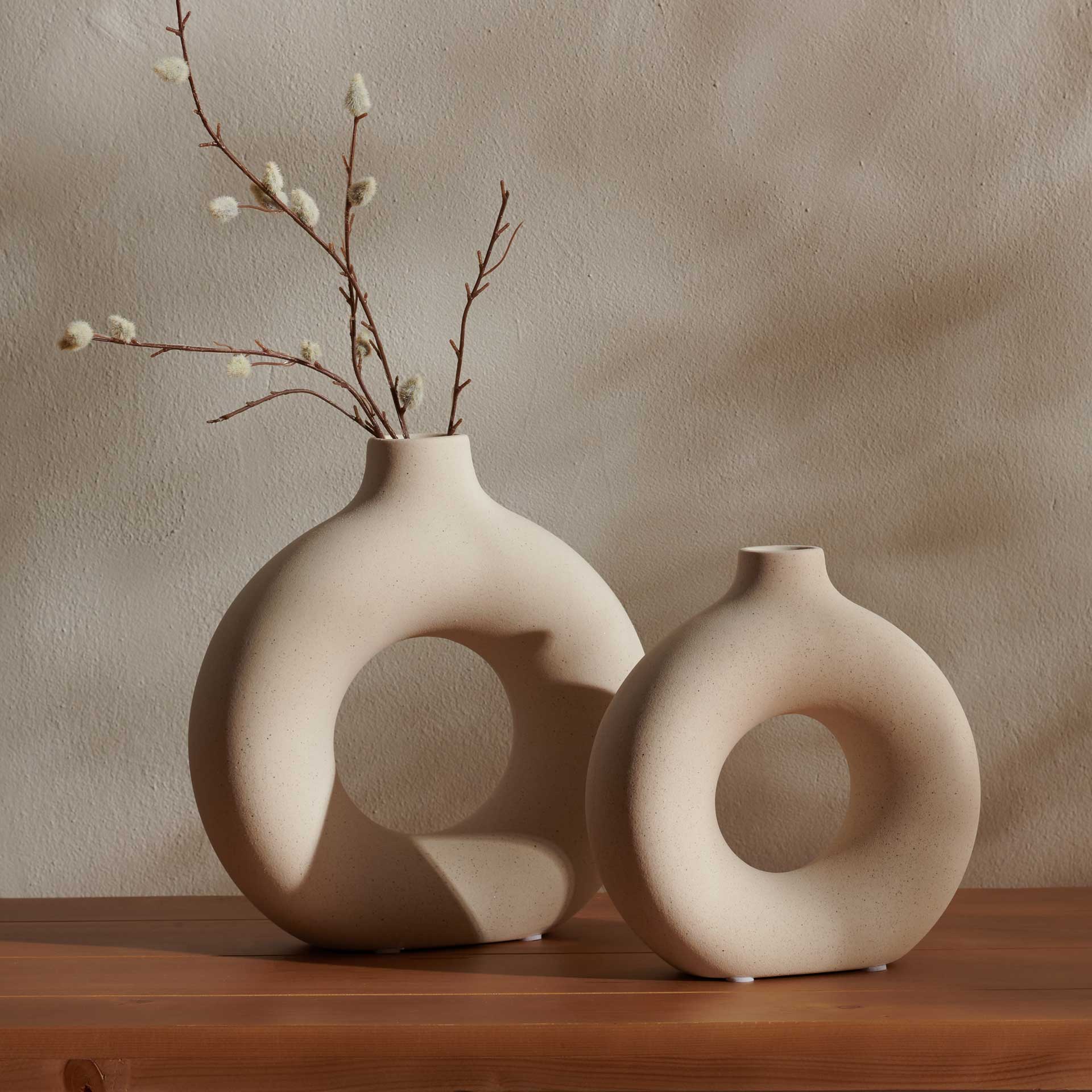 Aviv Ceramic Vase Beige (Set of 2) - Image 3