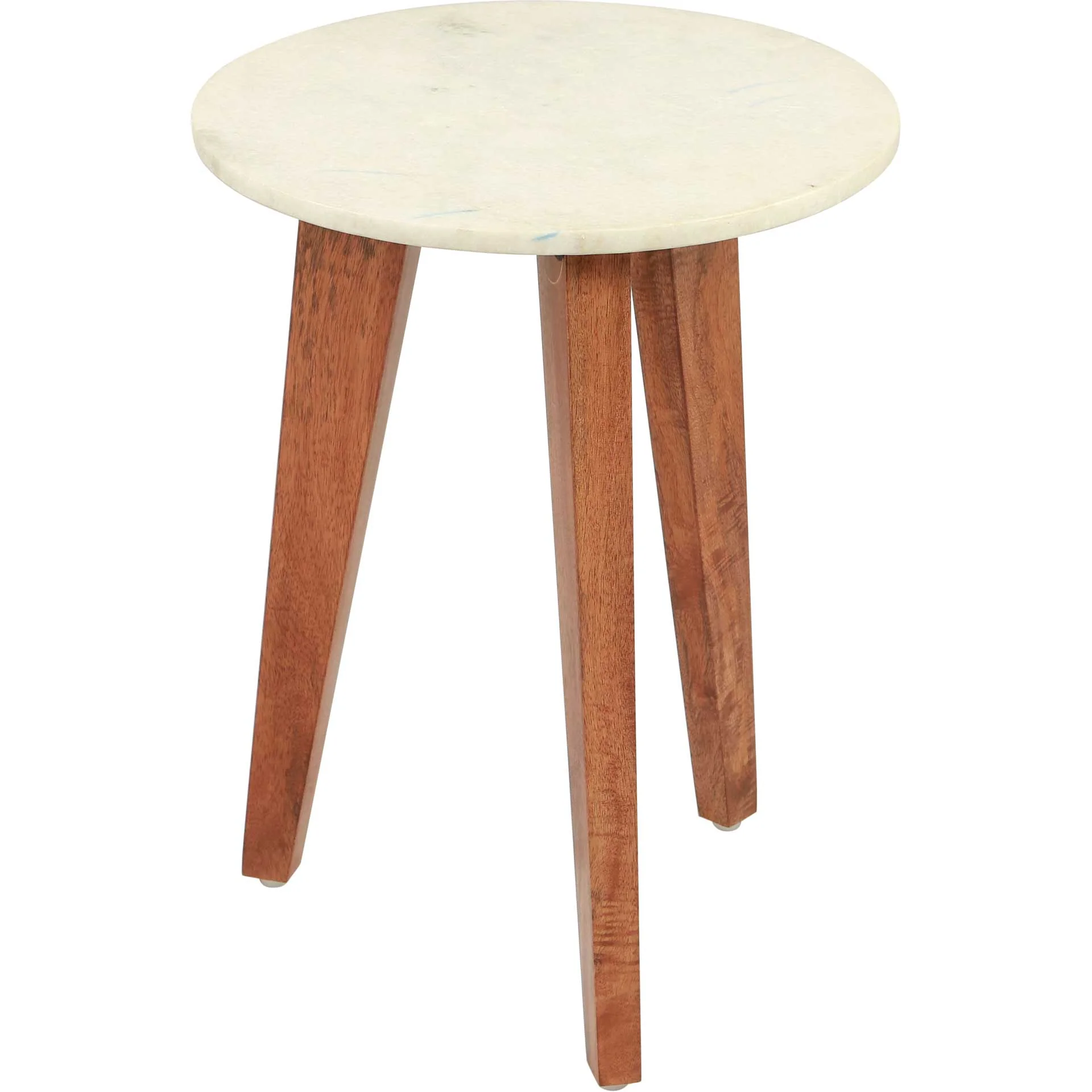 Axton End Table White Marble/Wood - Image 4