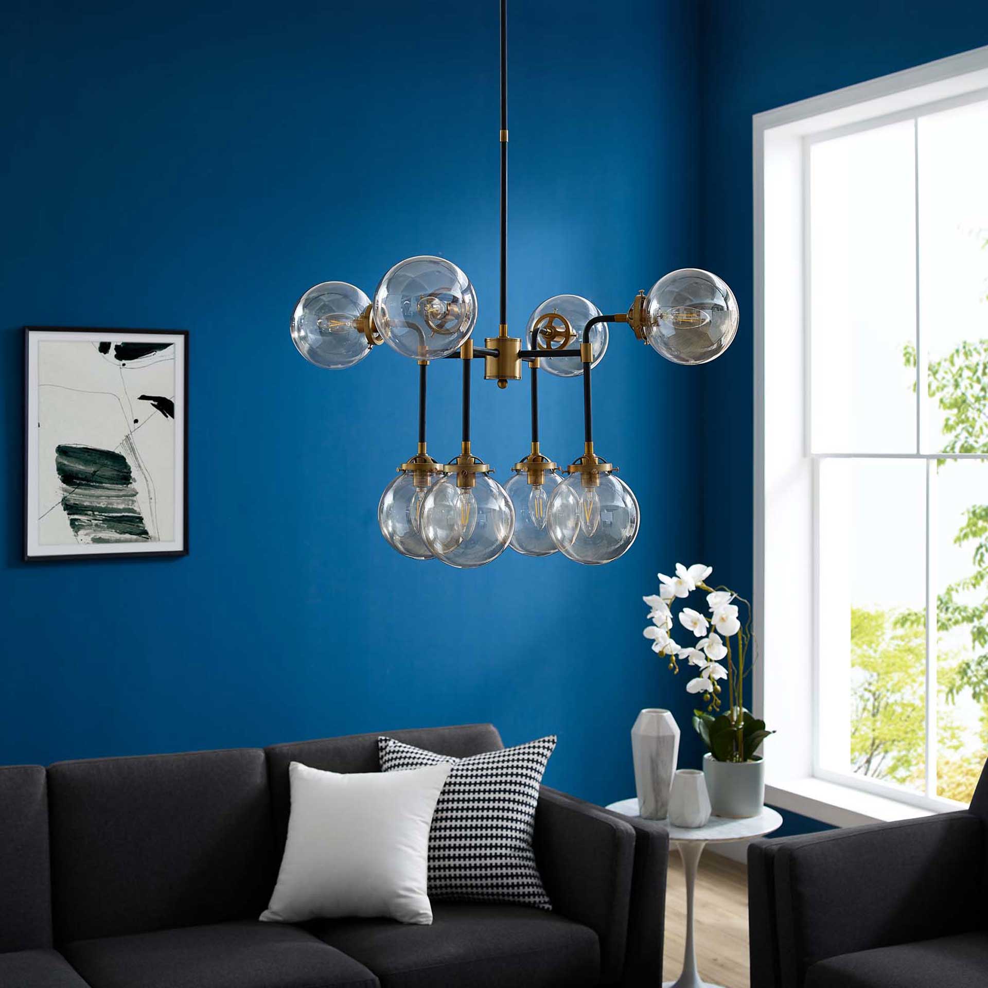 Ayden 12 Light Pendant Chandelier Black/Gold - Image 4