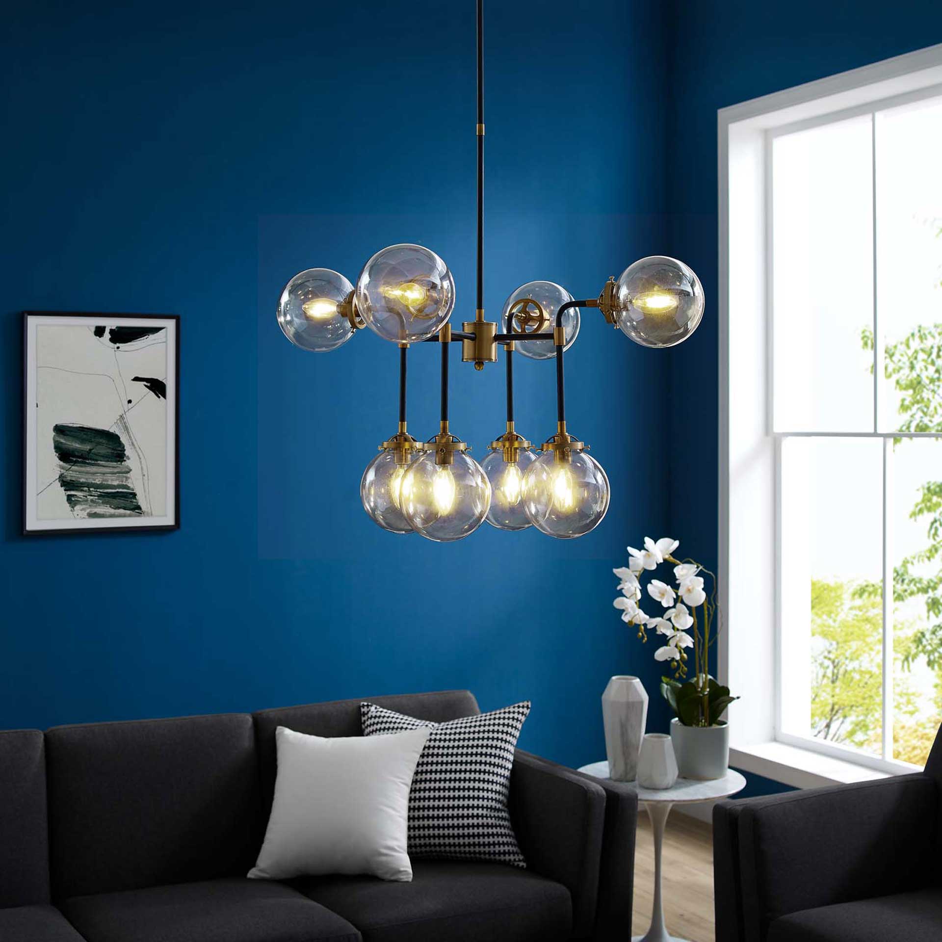 Ayden 12 Light Pendant Chandelier Black/Gold - Image 5
