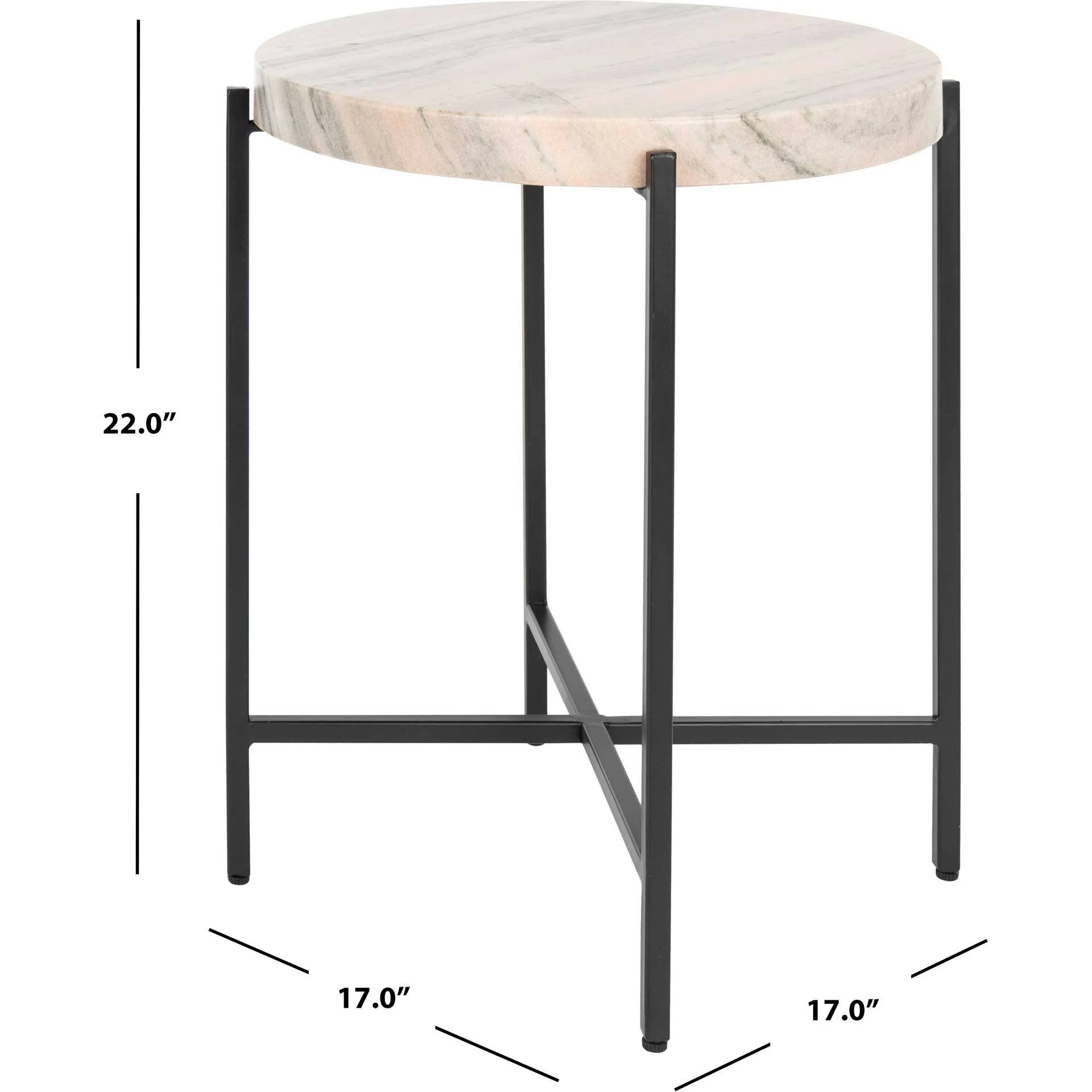 Azades Stone Top Accent Table Burnt Orange/Black - Image 5