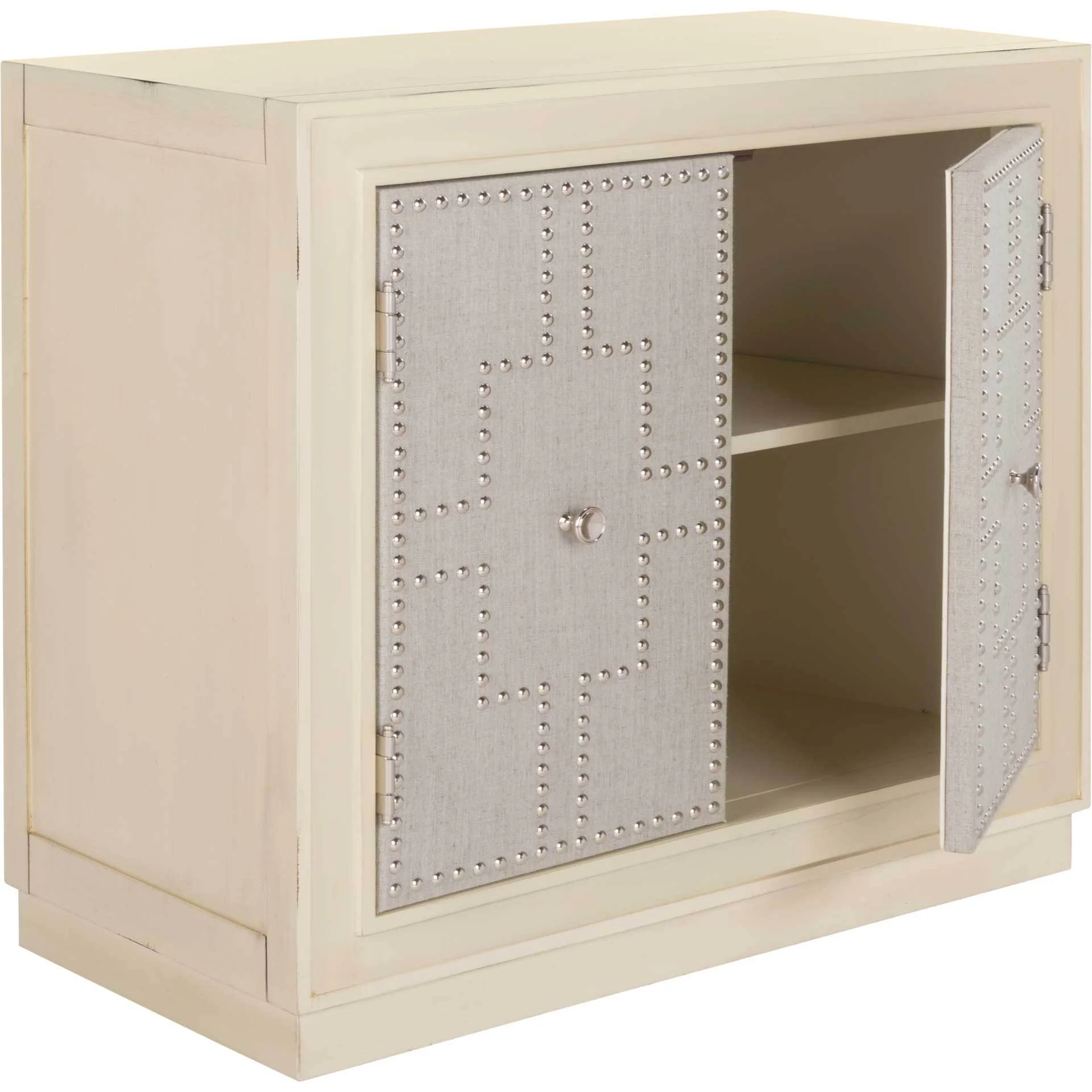 Azaria 2 Door Chest Antique Beige/Nickel/Mirror - Image 2