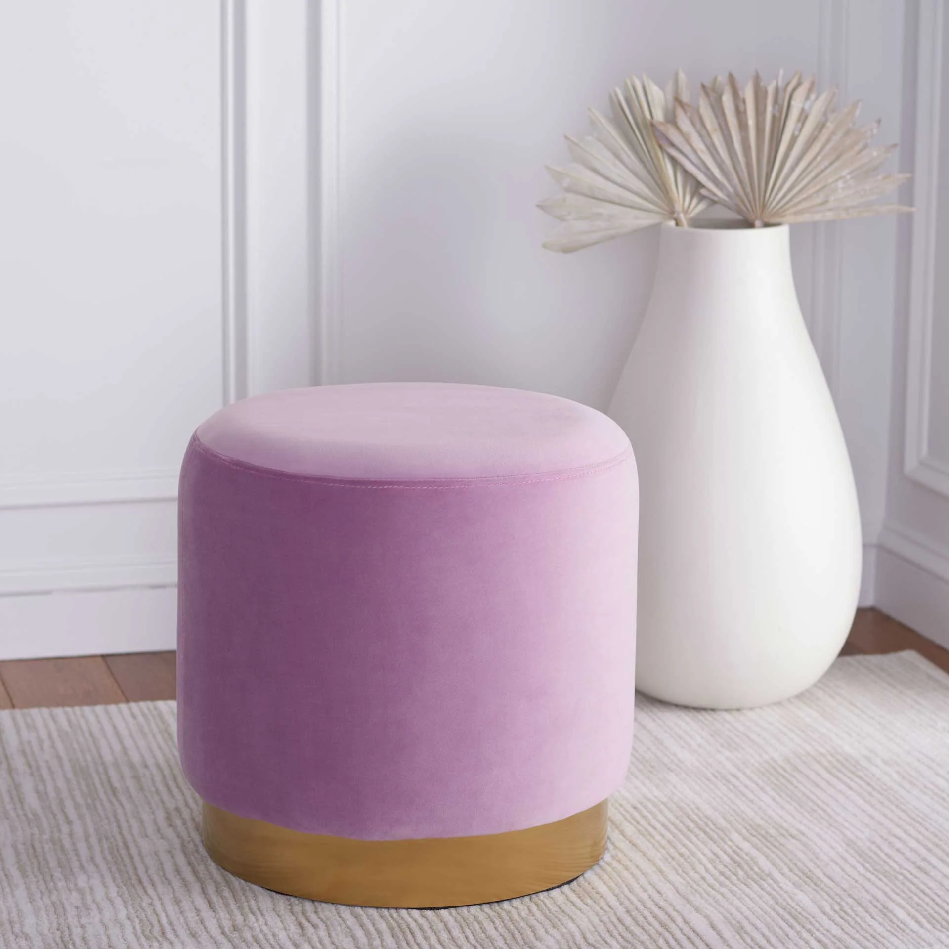 Azizi Round Ottoman Lilac/Gold - Image 3