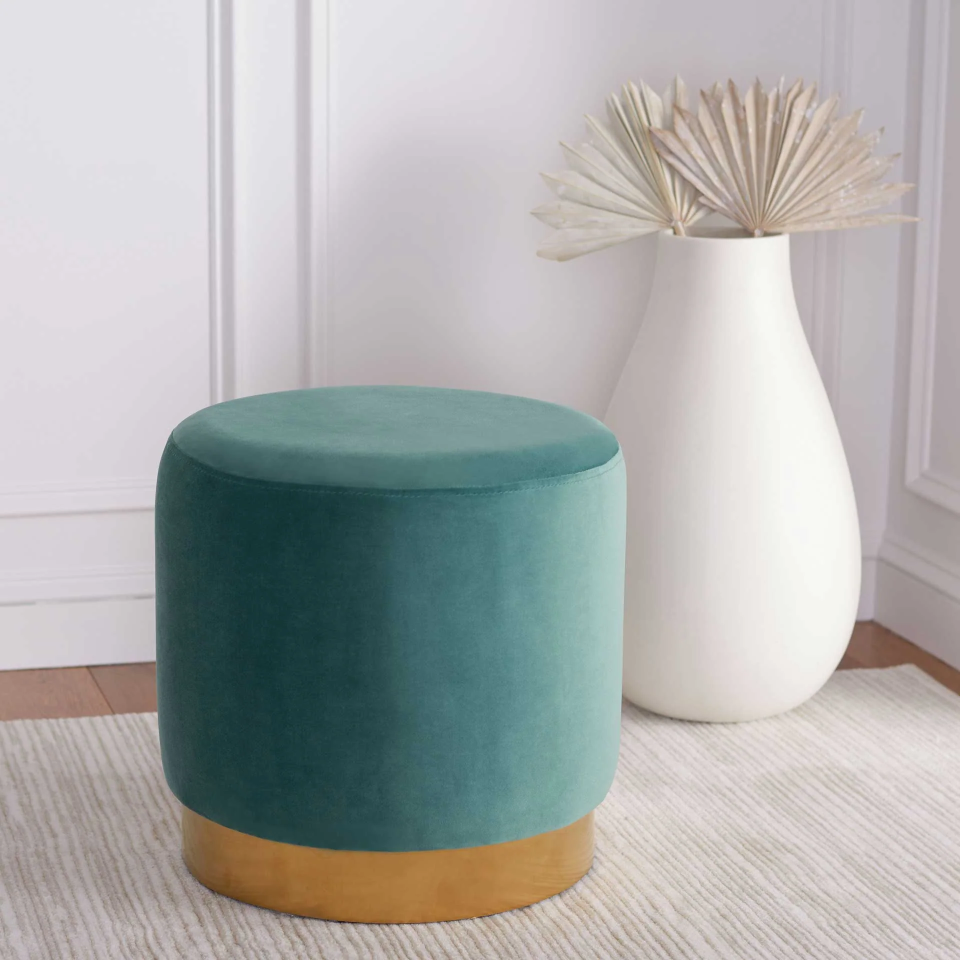 Azizi Round Ottoman Seafoam/Gold - Image 3