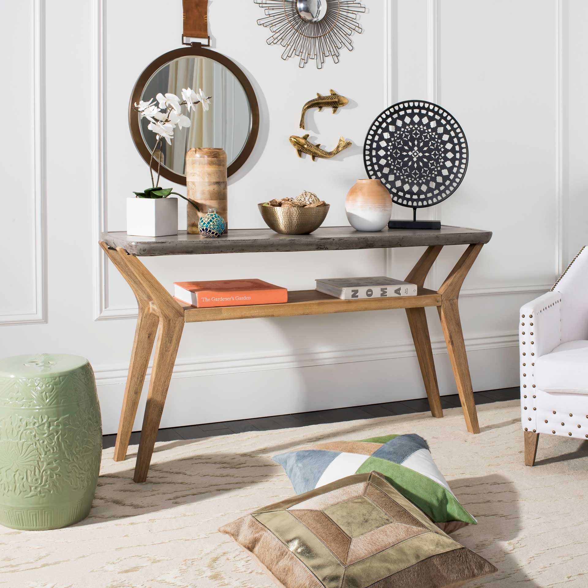 Babylon Modern Concrete Console Table Dark Gray - Image 5