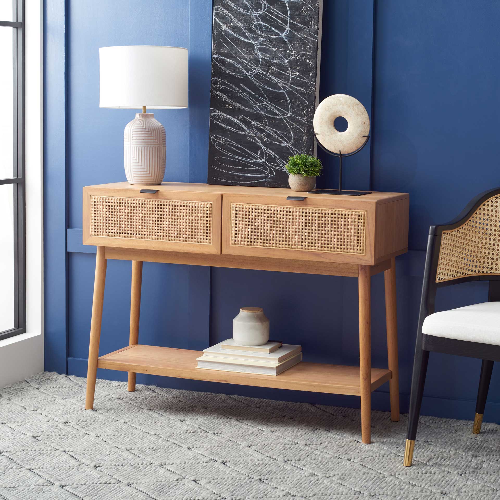 Badgley 2 Drawer Rattan Console Table Natural - Image 7