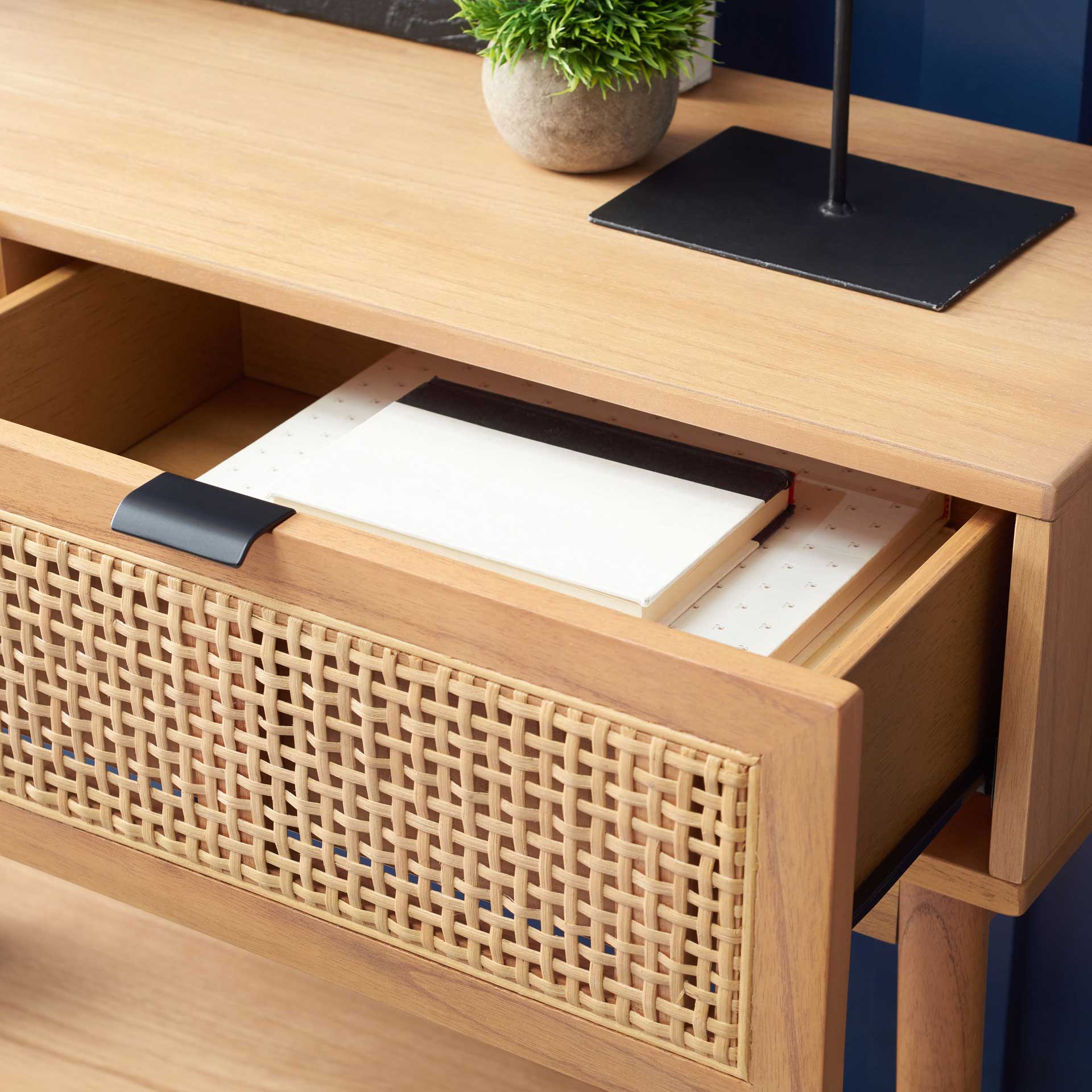Badgley 2 Drawer Rattan Console Table Natural - Image 8