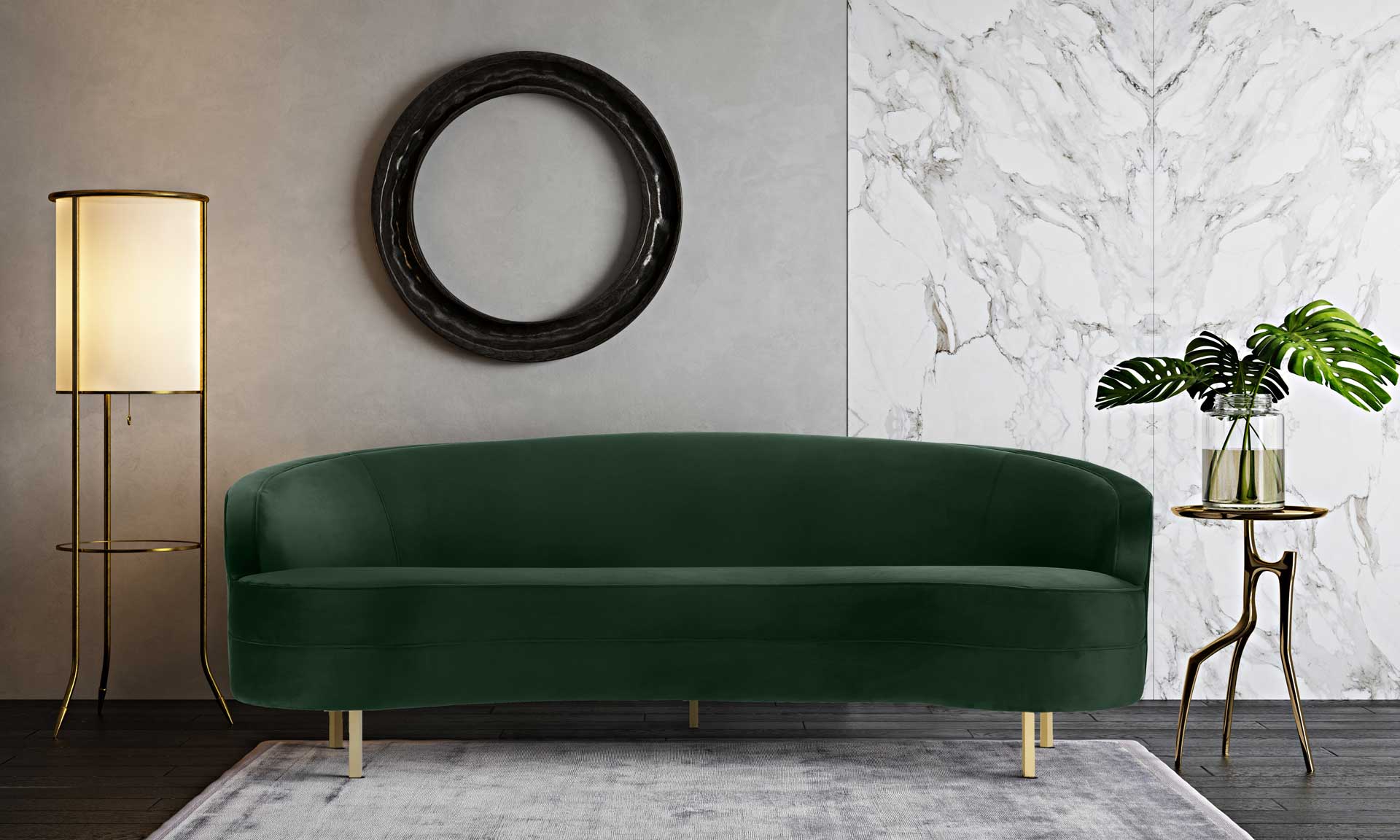 Bagneux Velvet Sofa Green - Image 9