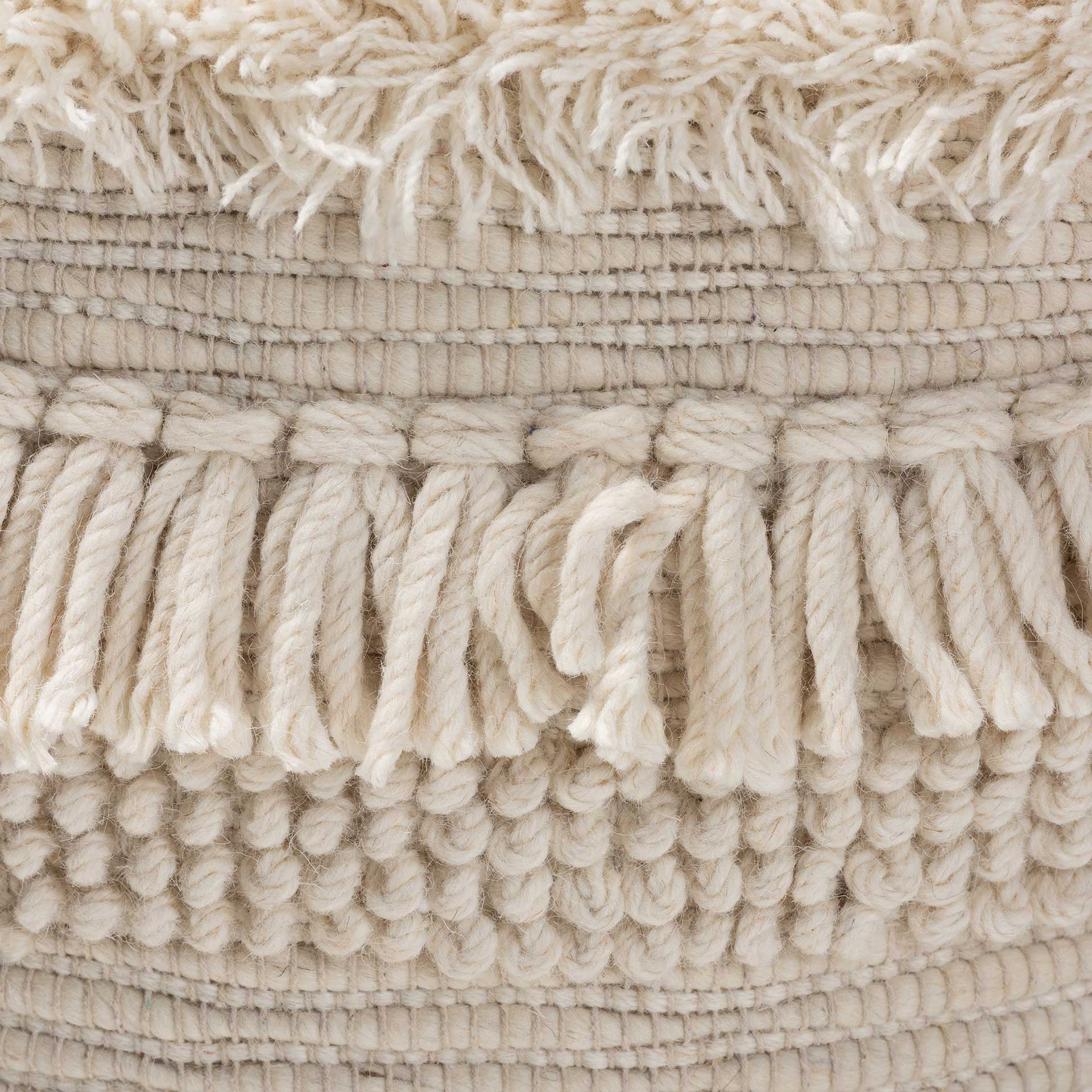 Bailey Handwoven Cotton Pouf Beige - Image 3