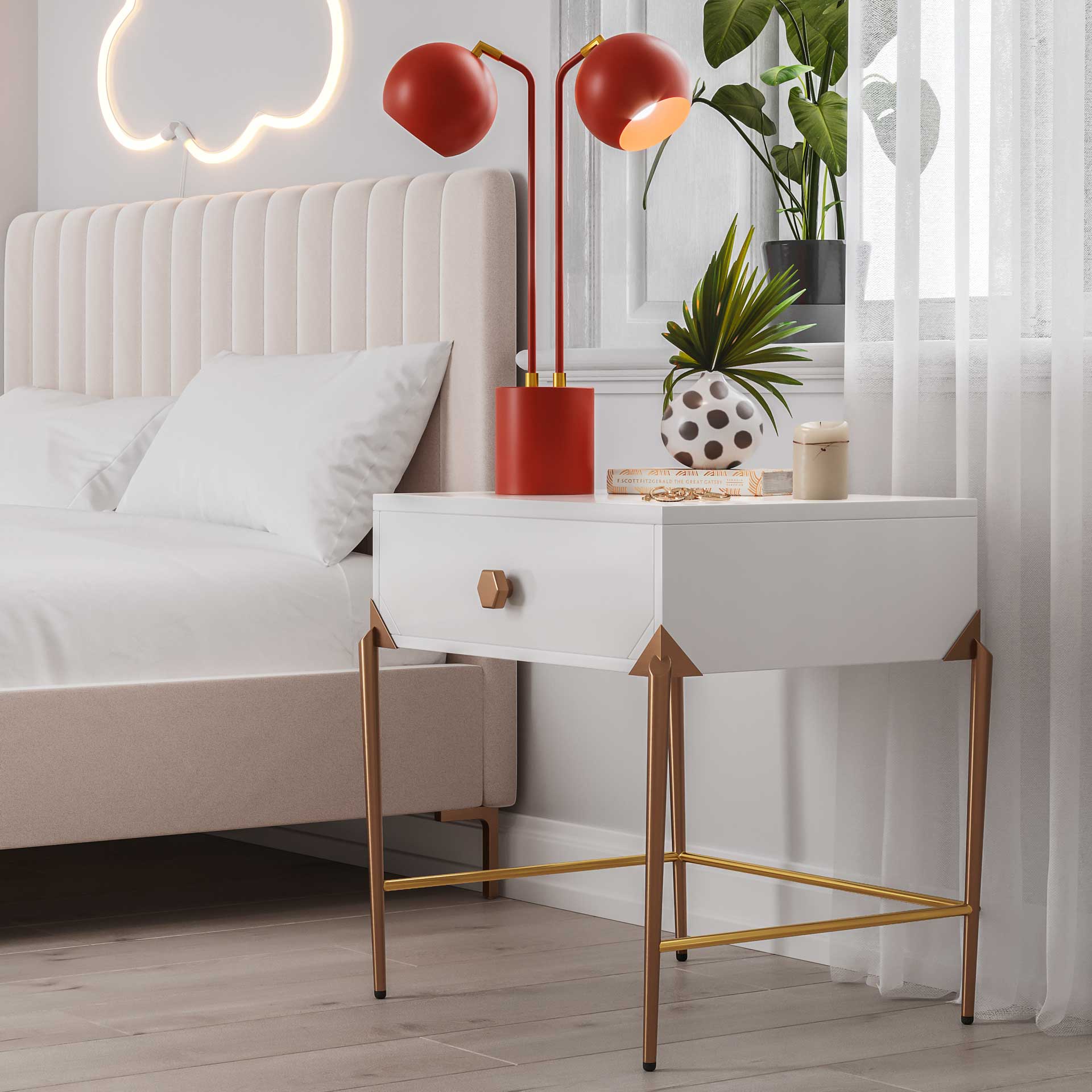 Bailey Lacquer Side Table White - Image 9