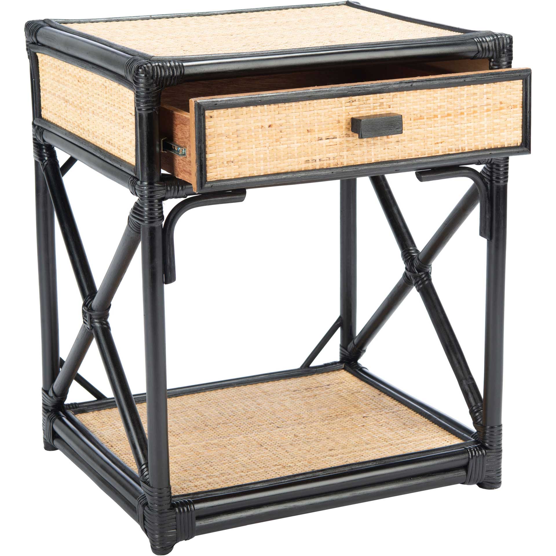 Bain 1 Drawer 1 Shelf Nightstand Black/Natural - Image 2