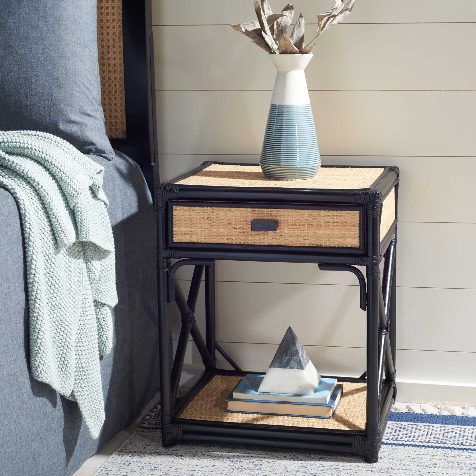 Bain 1 Drawer 1 Shelf Nightstand Black/Natural - Image 8