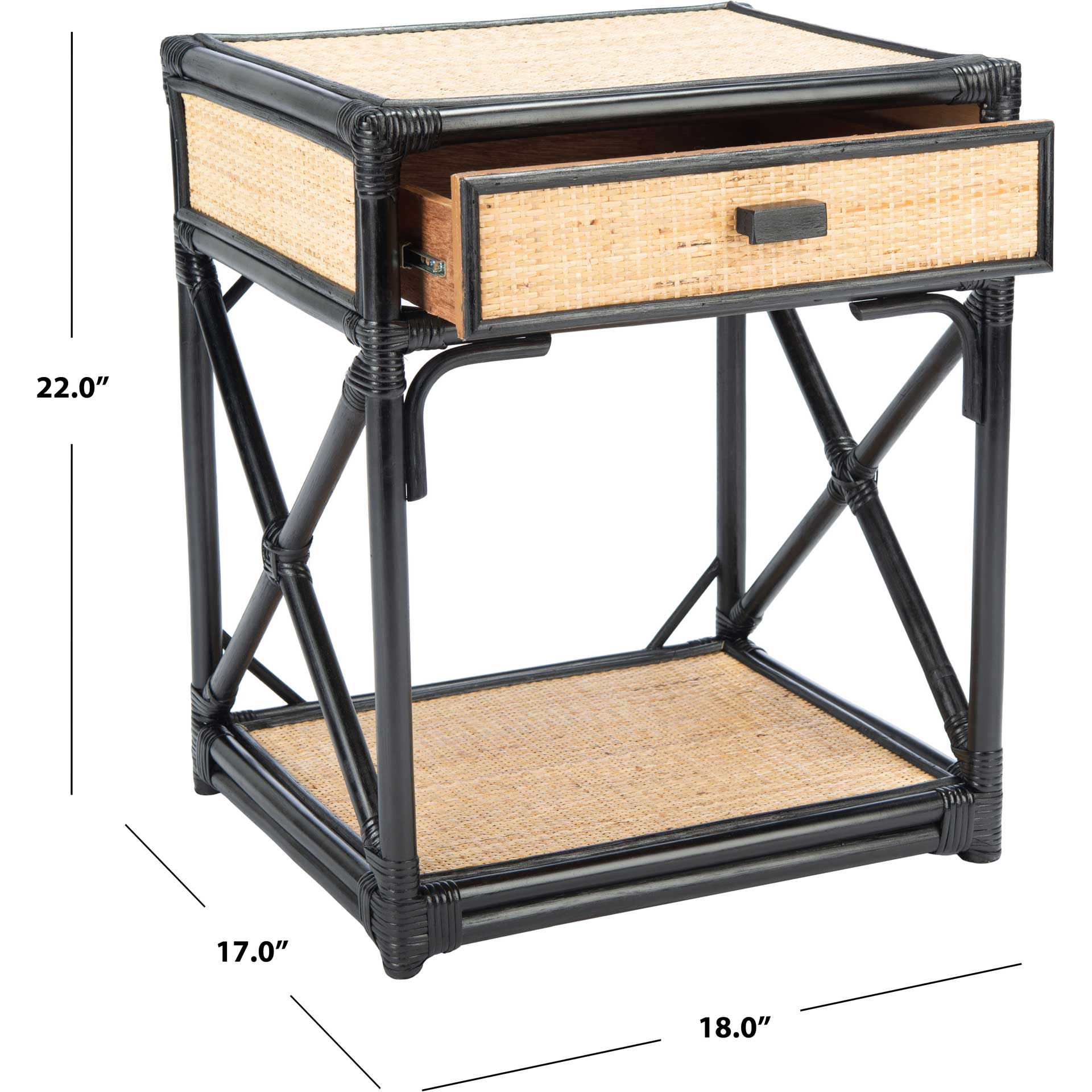 Bain 1 Drawer 1 Shelf Nightstand Black/Natural - Image 9