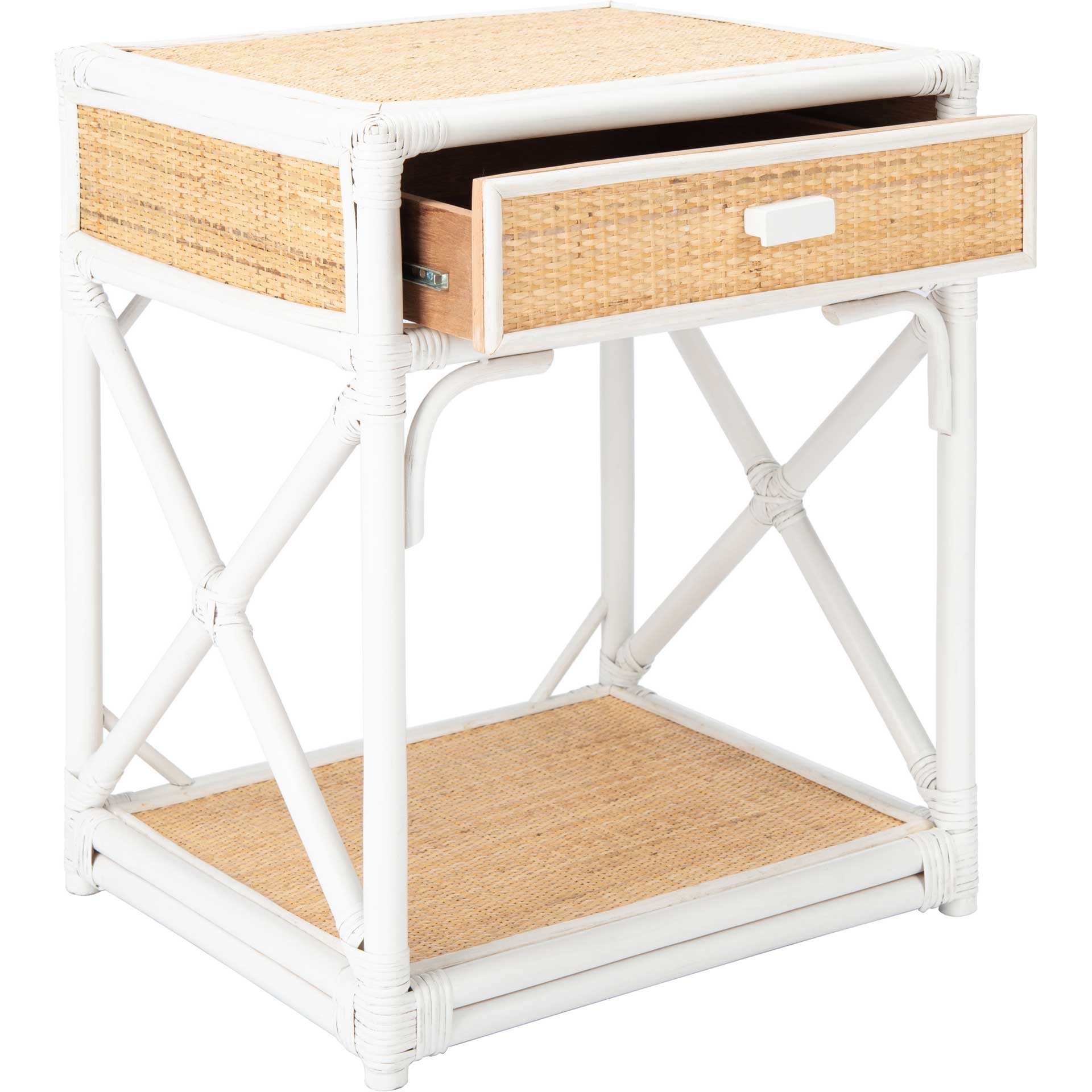 Bain 1 Drawer 1 Shelf Nightstand White/Natural - Image 2