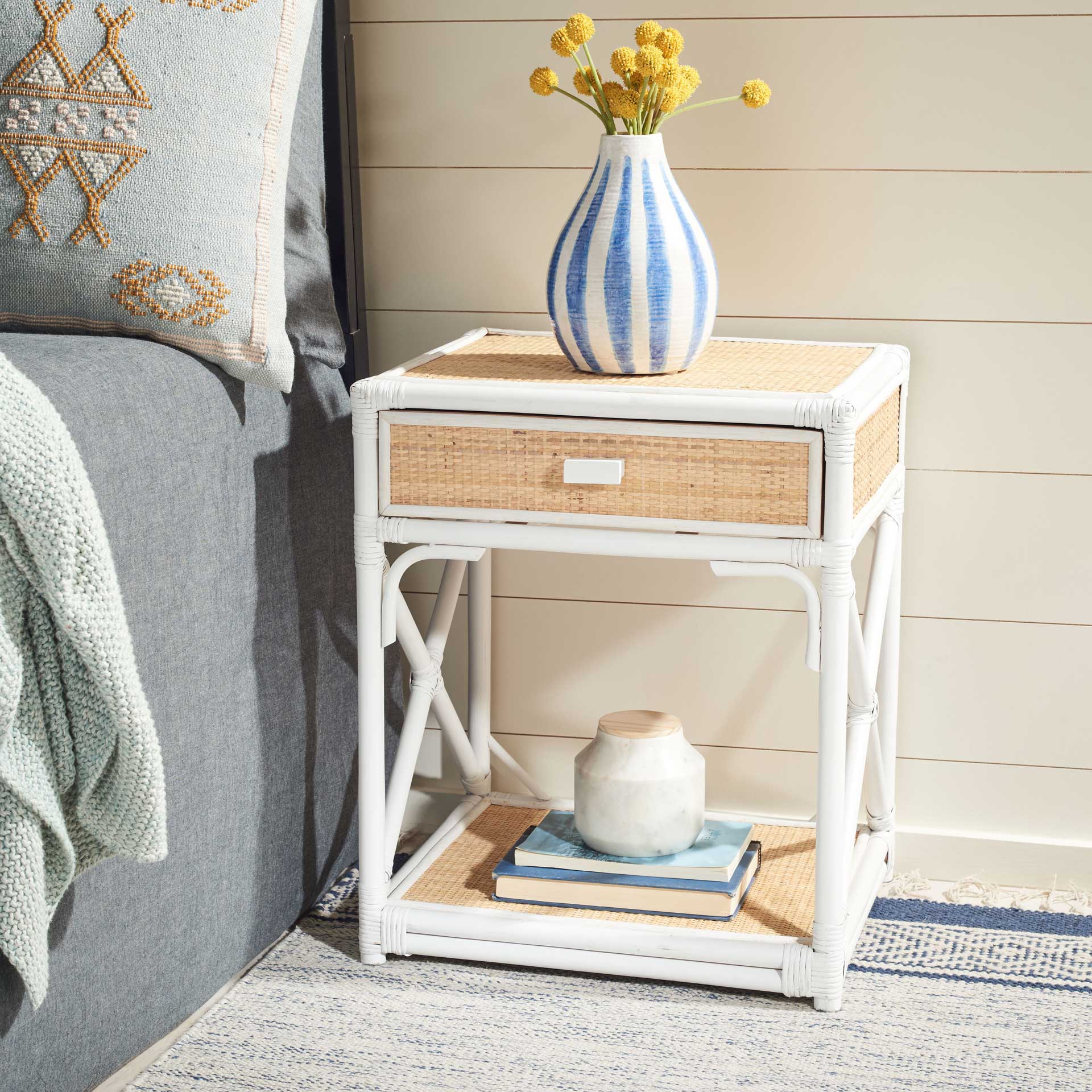 Bain 1 Drawer 1 Shelf Nightstand White/Natural - Image 8