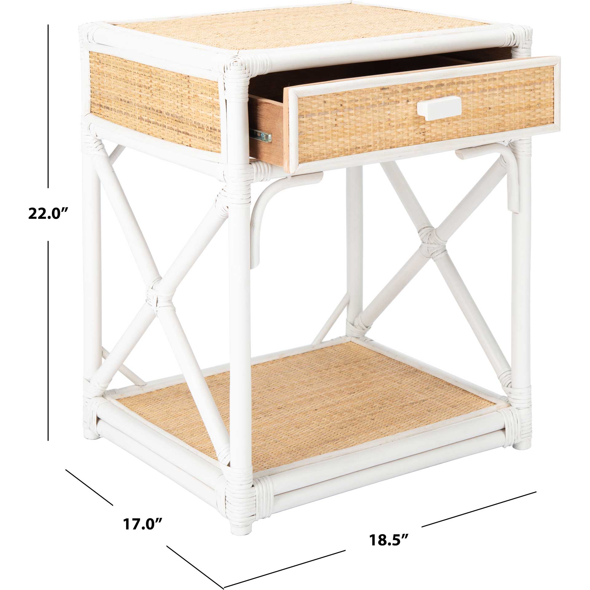 Bain 1 Drawer 1 Shelf Nightstand White/Natural - Image 9