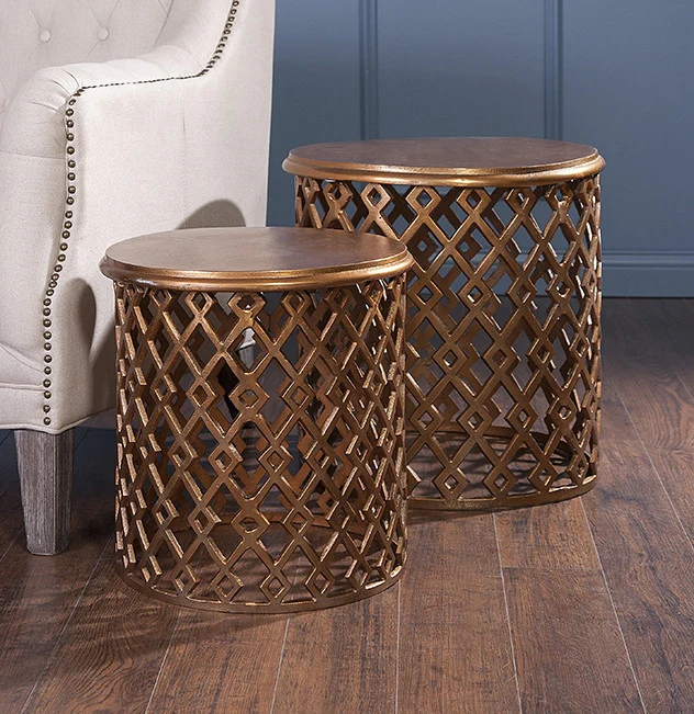 Bains 2-Piece Kushnick Copper Geometric Nesting Tables - Image 2
