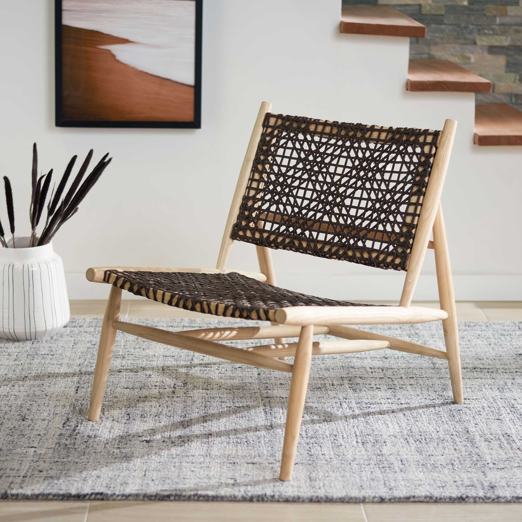 Baize Accent Chair Brown/Natural - Image 8