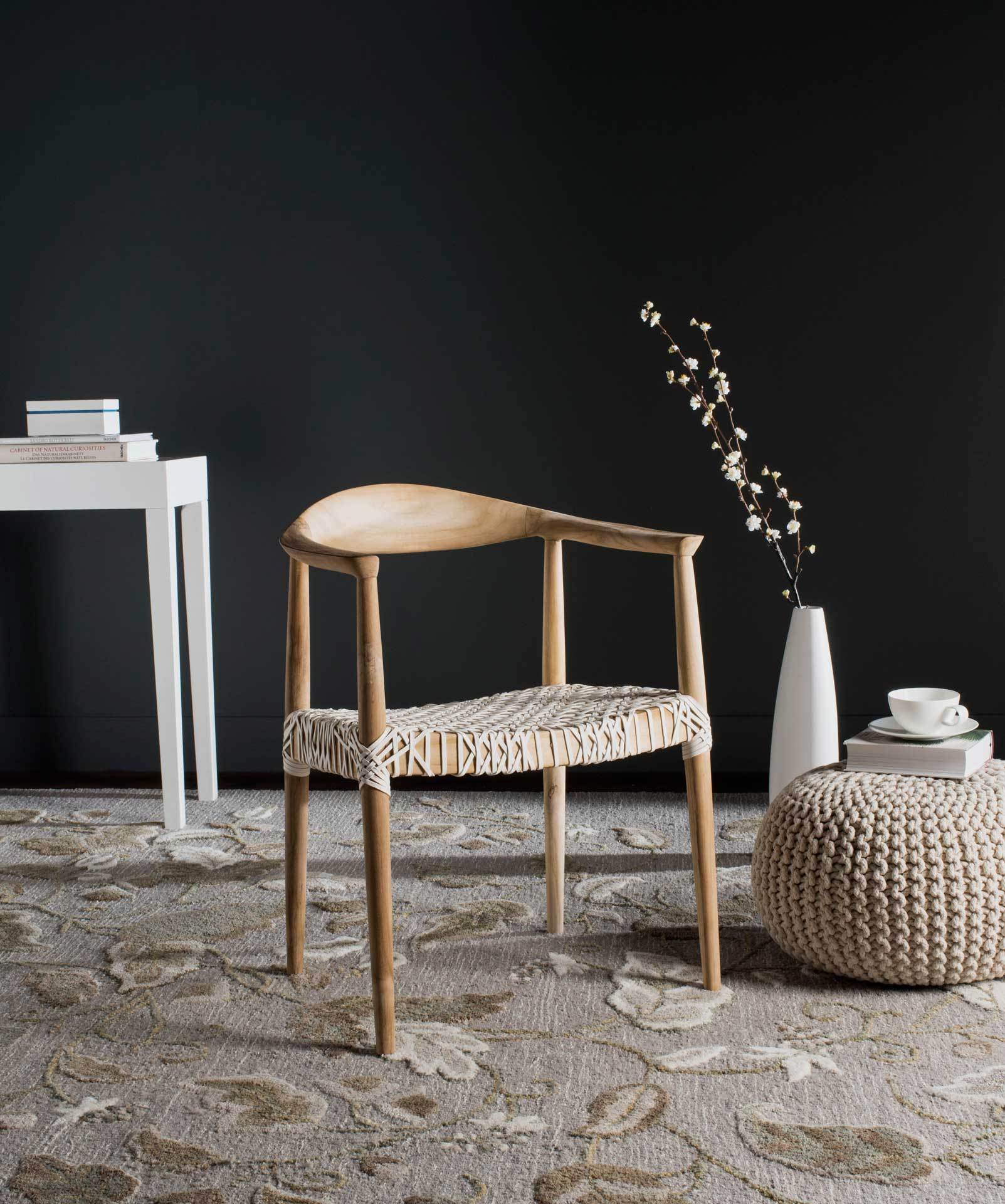 Baize Arm Chair Light Oak/Off White - Image 5