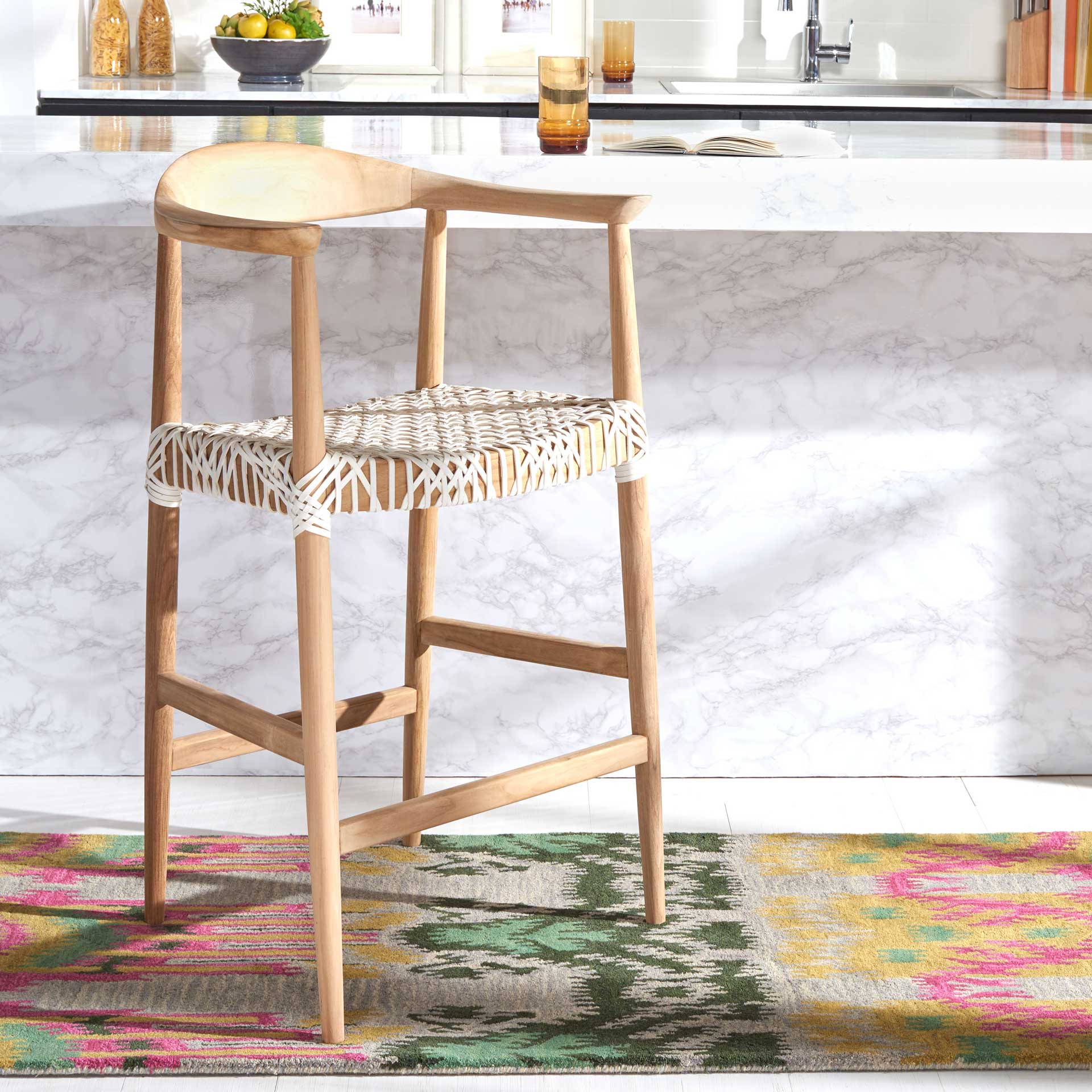 Baize Bar Stool Natural/White - Image 14