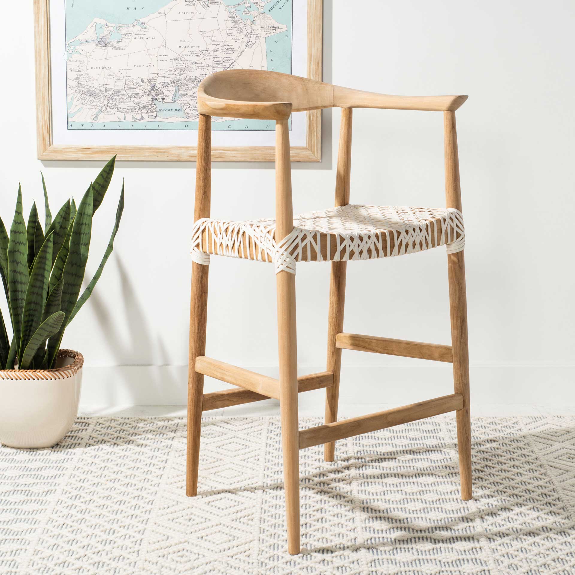 Baize Bar Stool Natural/White - Image 15