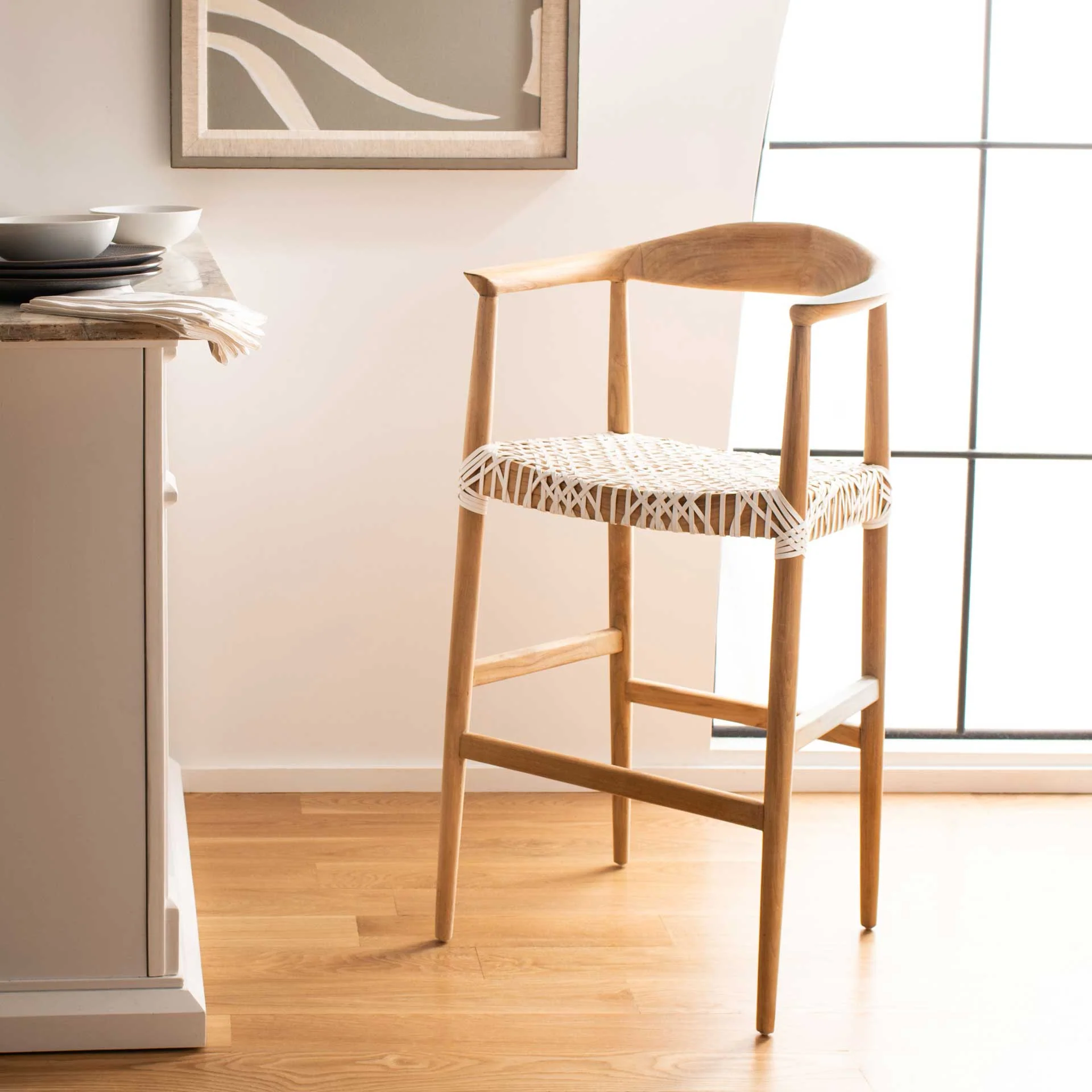 Baize Bar Stool Natural/White - Image 6
