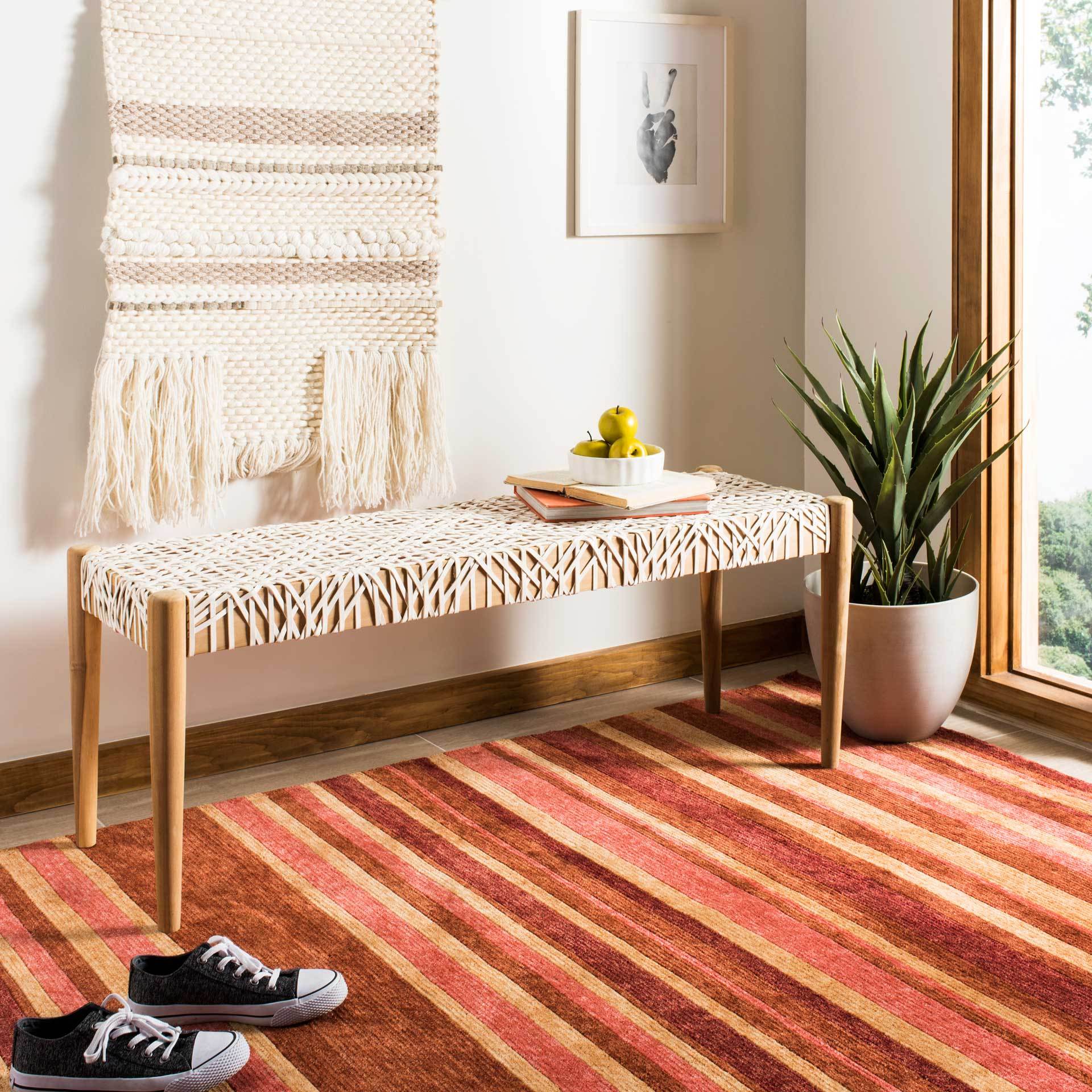 Baize Leather Weave Bench - Image 4