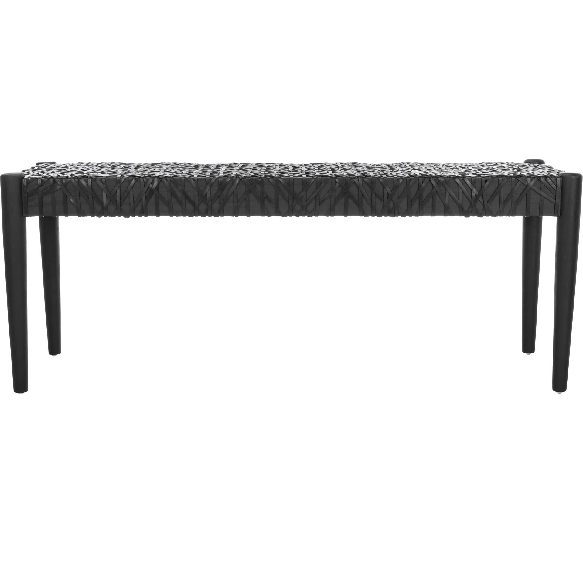 Baize Leather Weave Bench Black/Black - Image 2