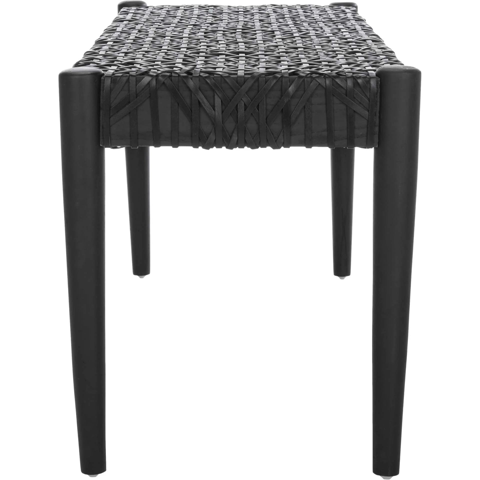 Baize Leather Weave Bench Black/Black - Image 3