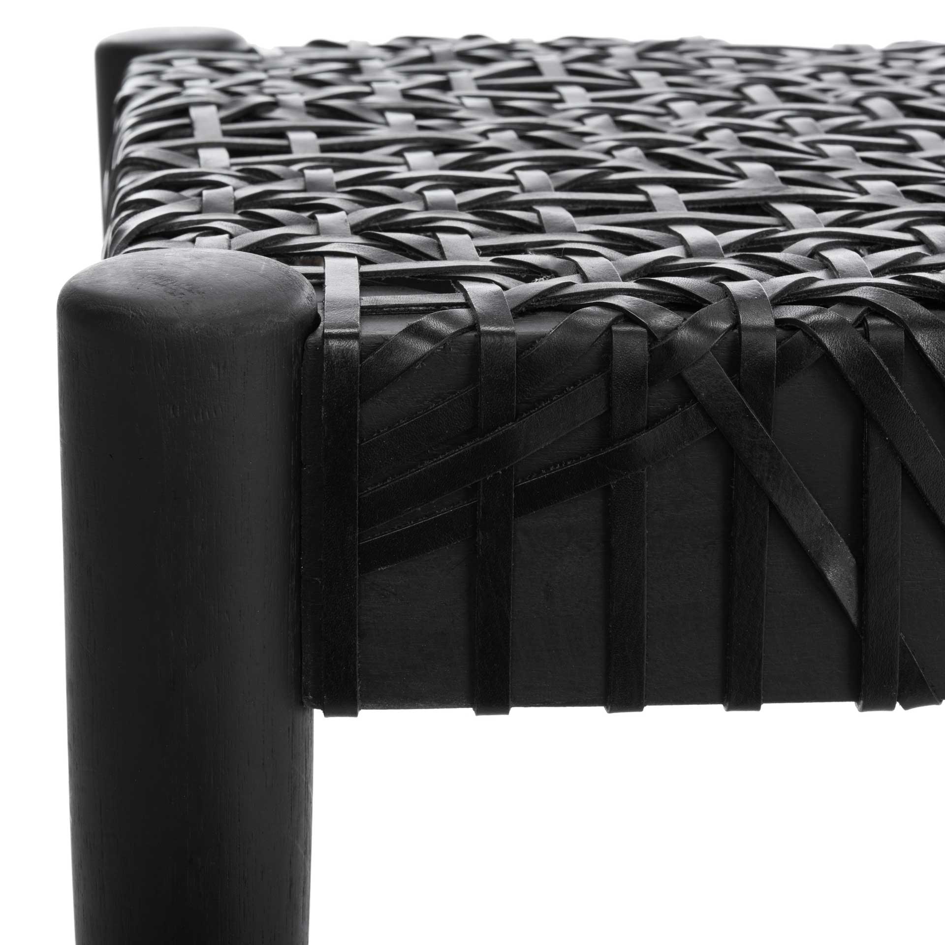 Baize Leather Weave Bench Black/Black - Image 5