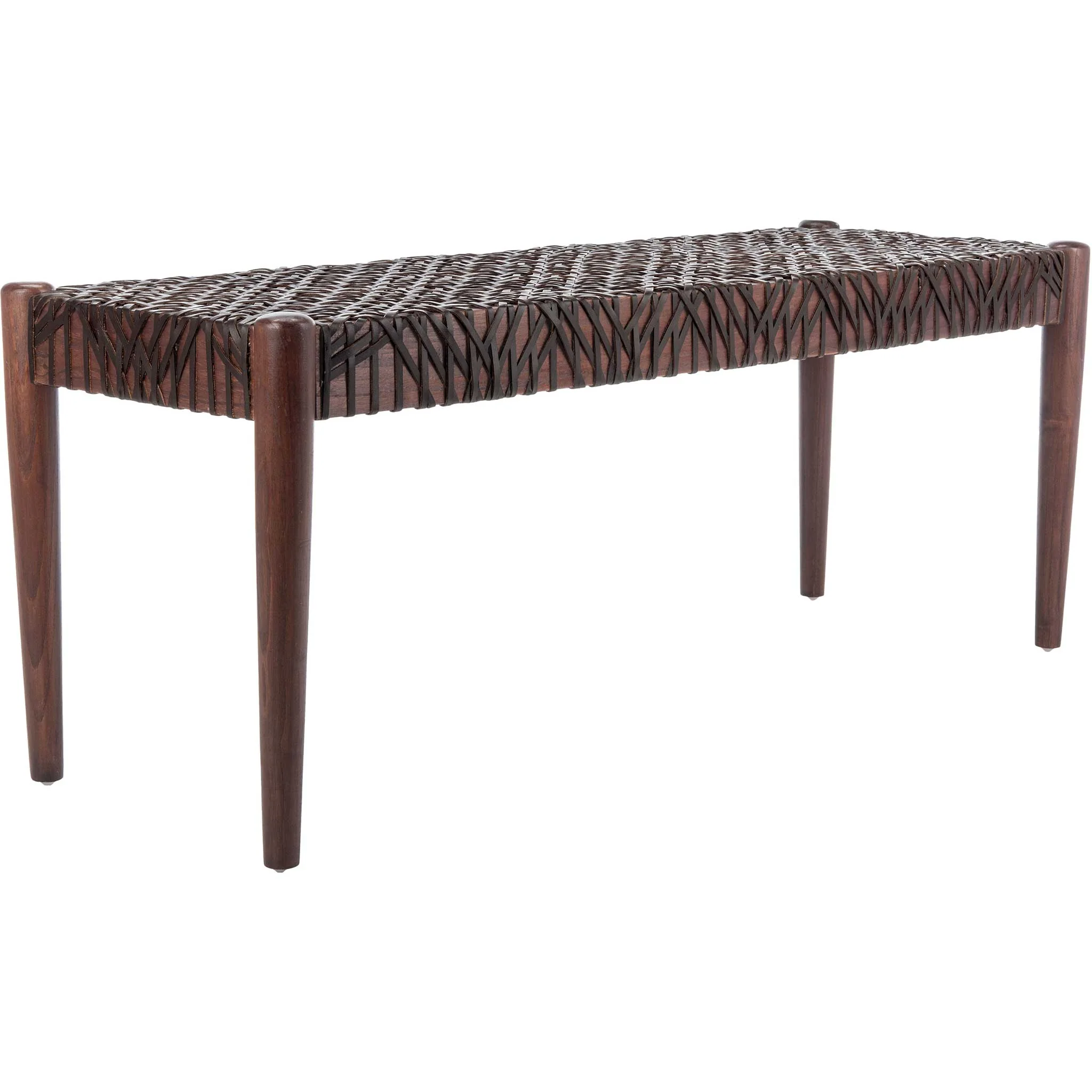 Baize Leather Weave Bench Brown/Brown - Image 2