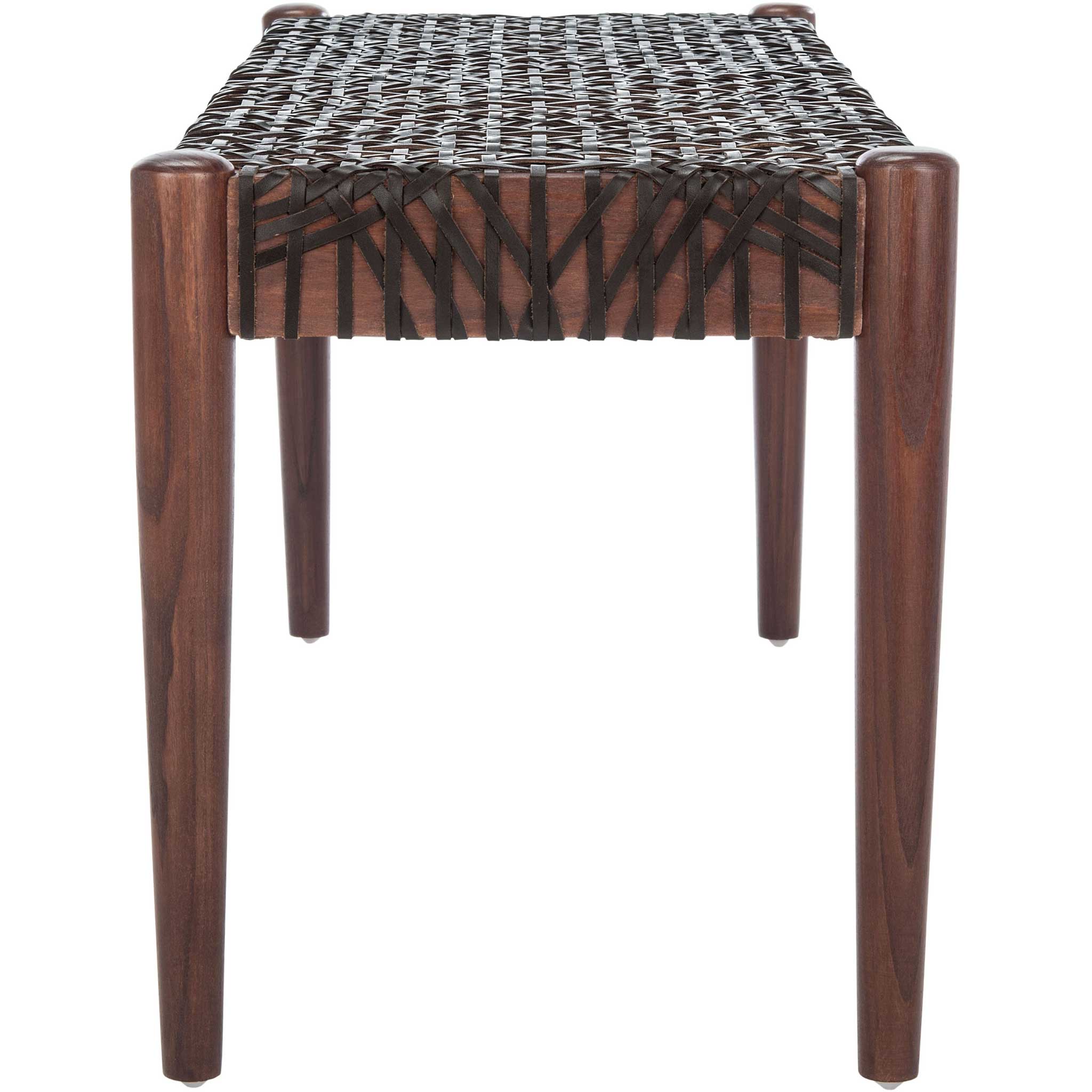 Baize Leather Weave Bench Brown/Brown - Image 3