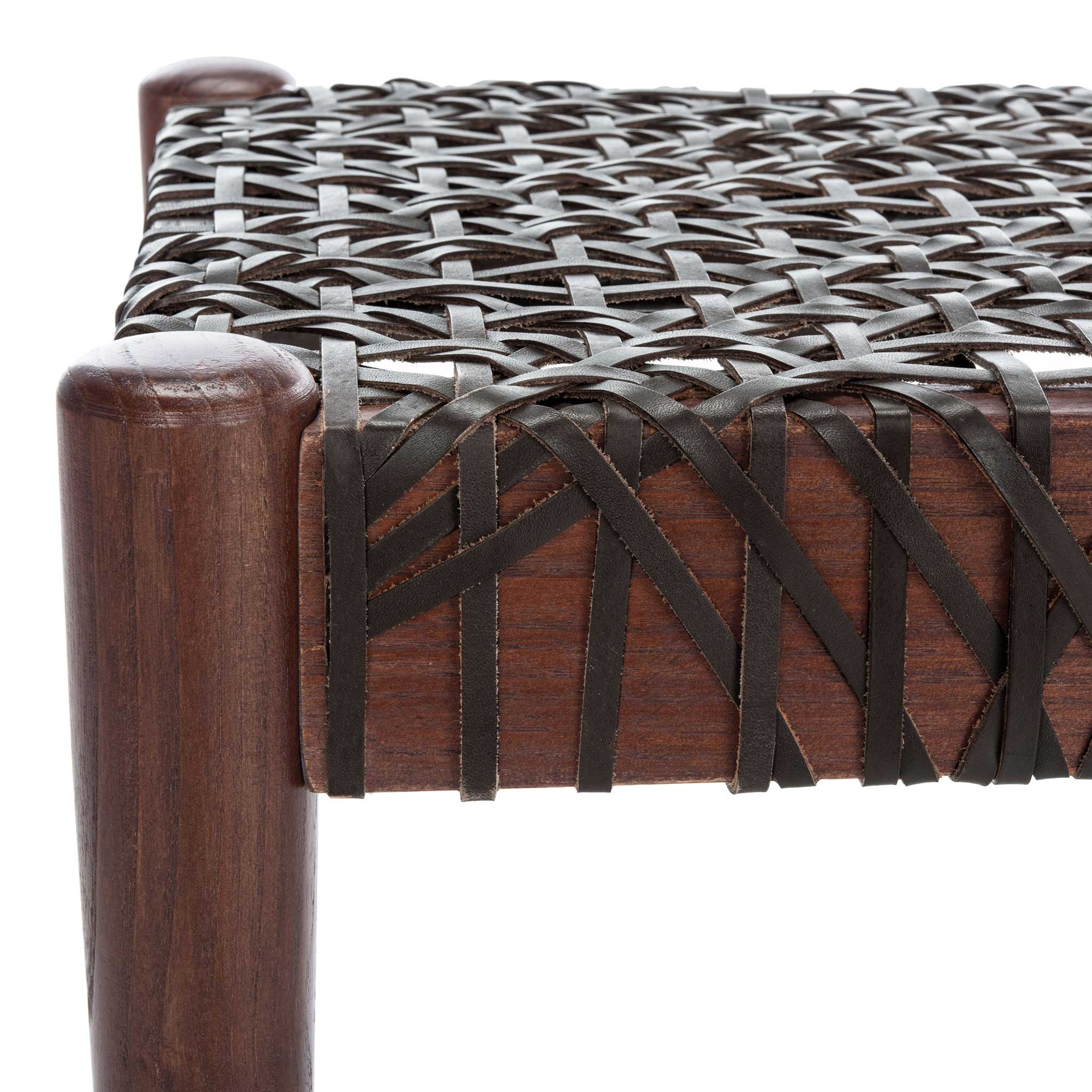 Baize Leather Weave Bench Brown/Brown - Image 4