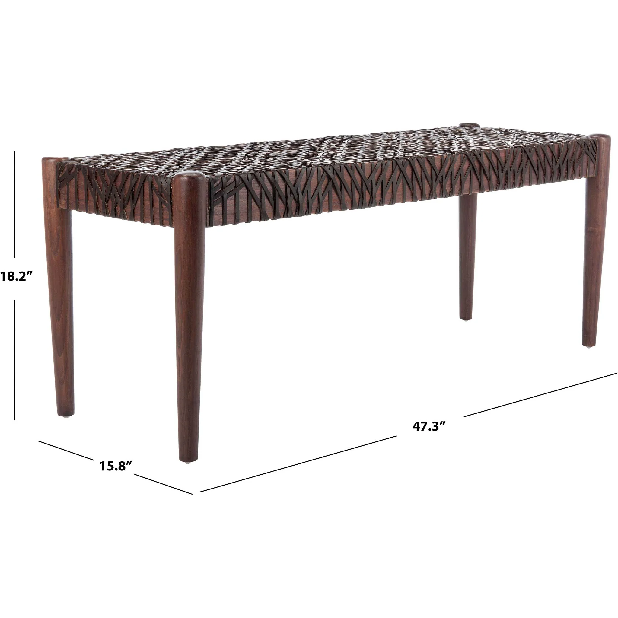 Baize Leather Weave Bench Brown/Brown - Image 5