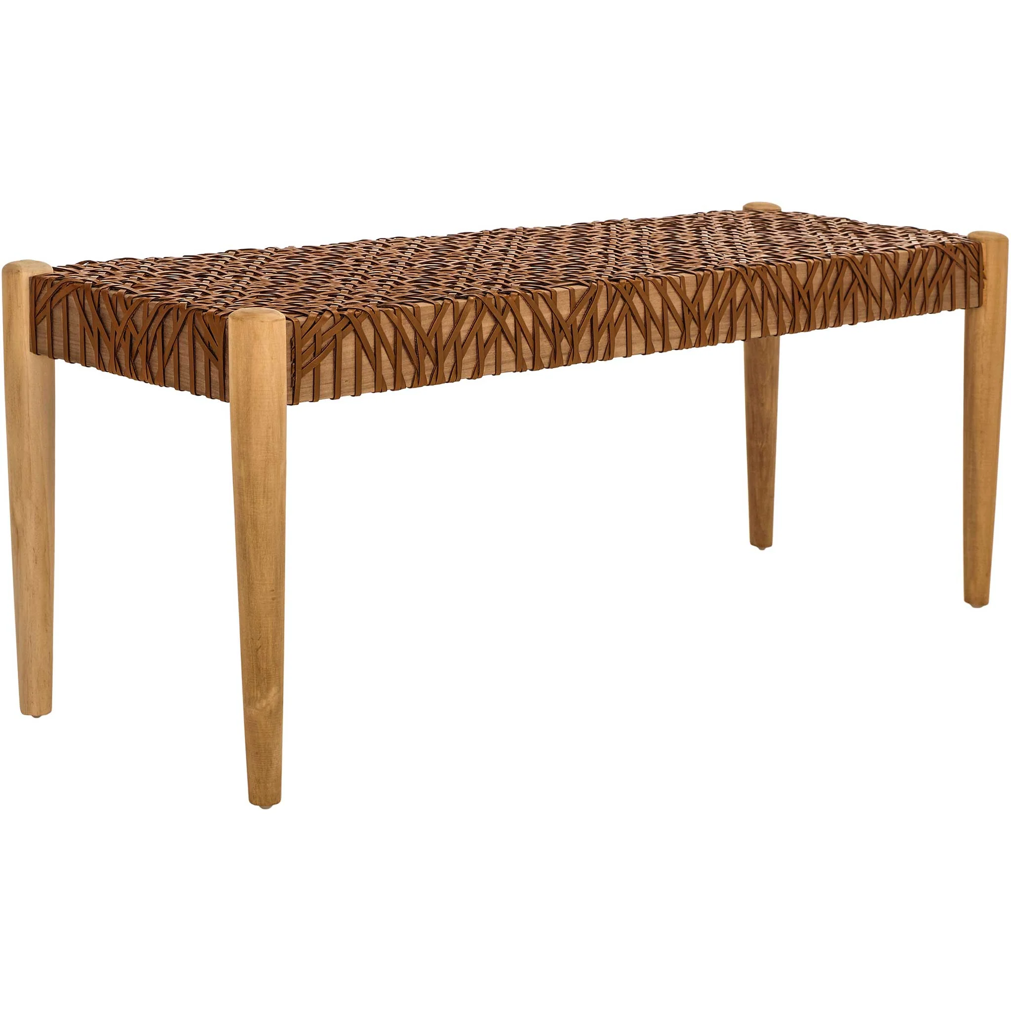 Baize Leather Weave Bench Light Honey/Natural - Image 2