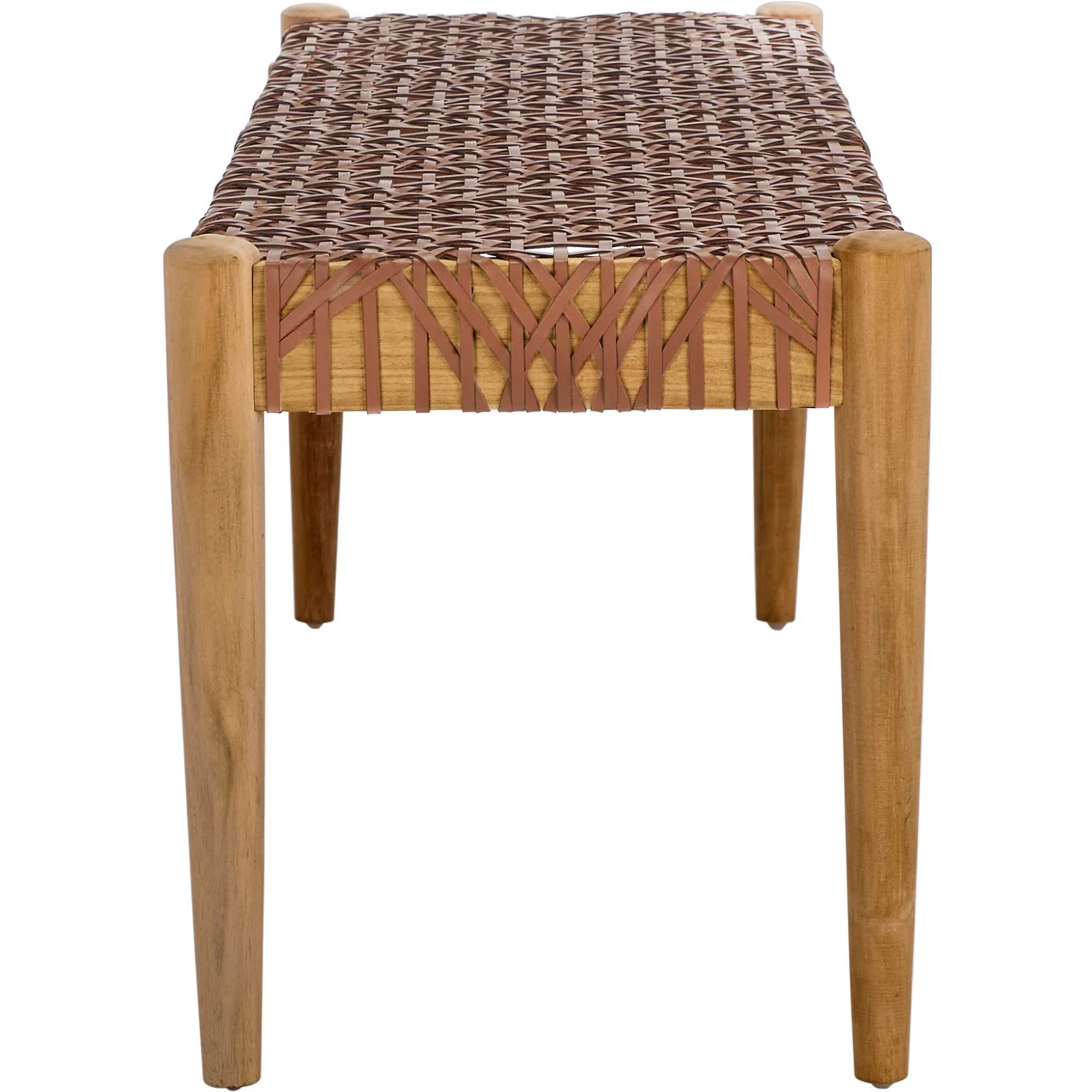 Baize Leather Weave Bench Light Honey/Natural - Image 3