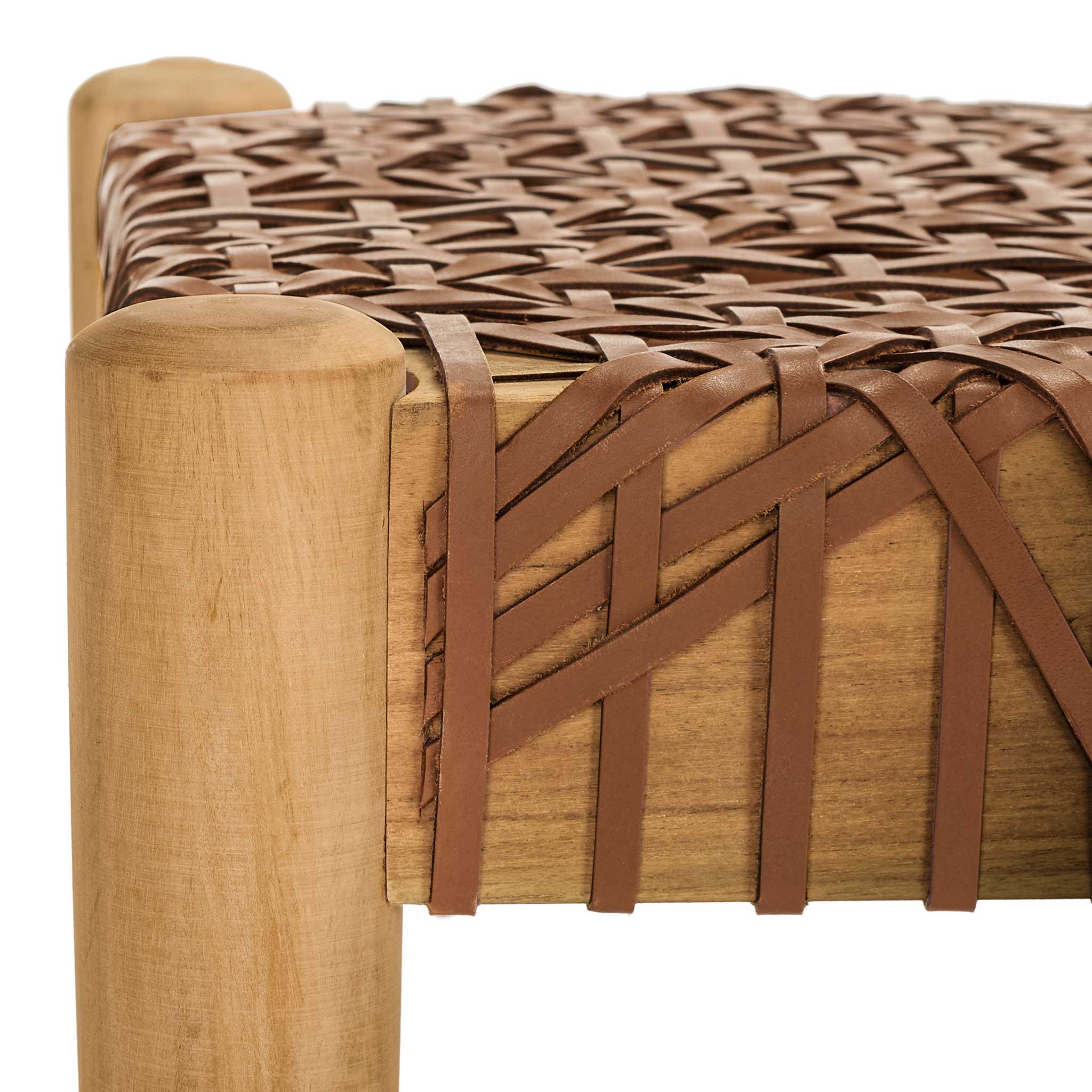 Baize Leather Weave Bench Light Honey/Natural - Image 4