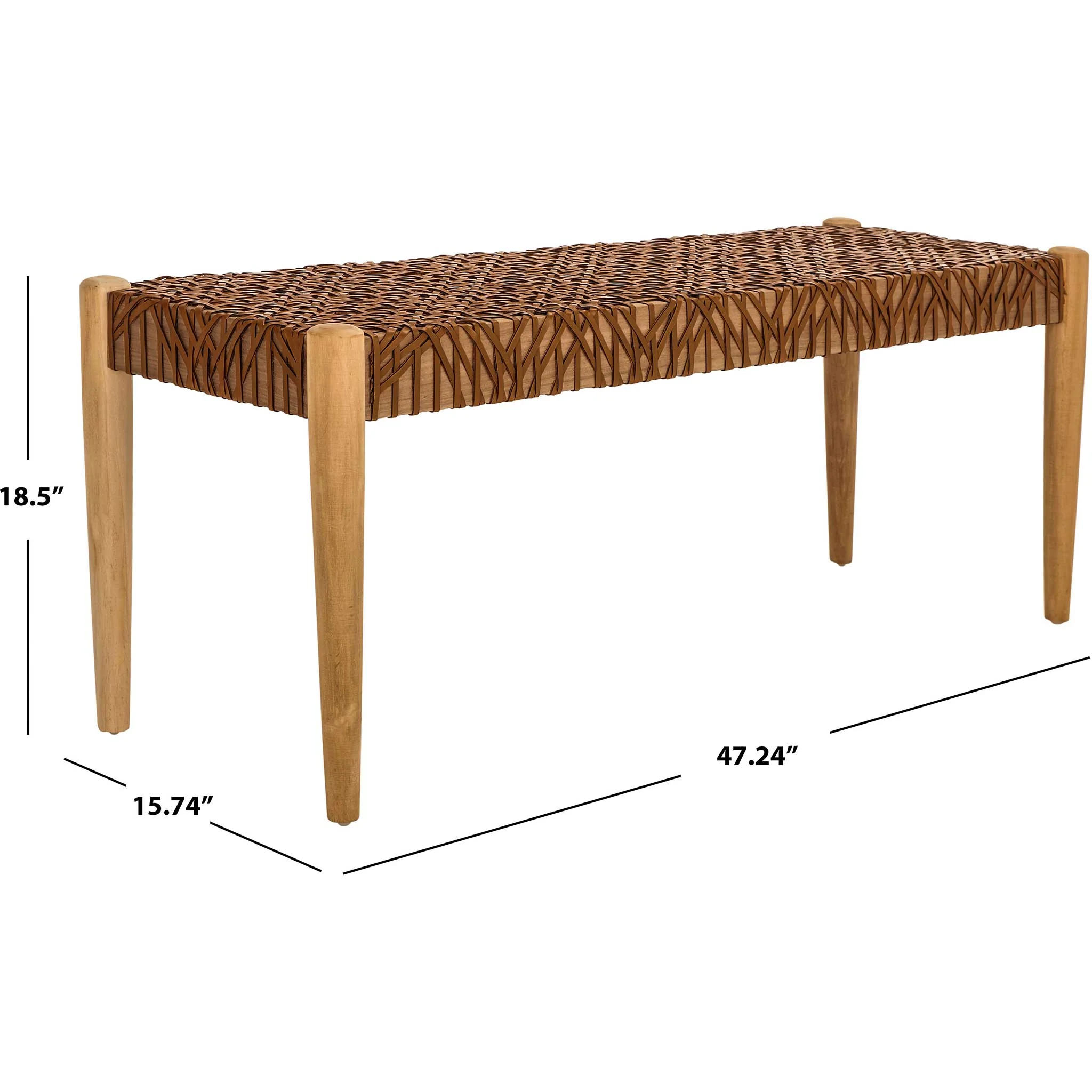 Baize Leather Weave Bench Light Honey/Natural - Image 7