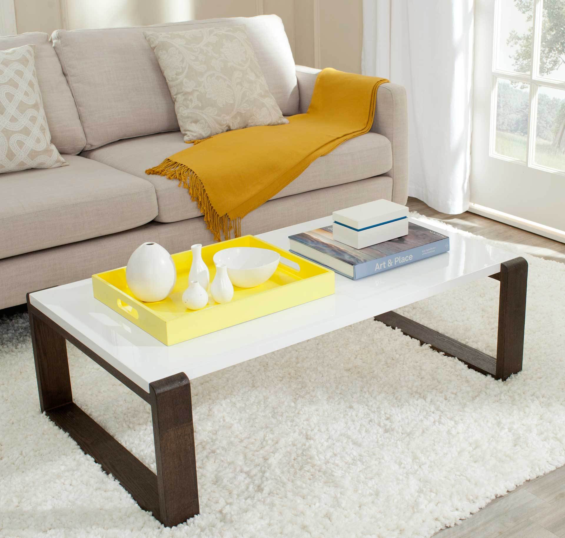Balin Lacquer Coffee Table White/Dark Brown - Image 3