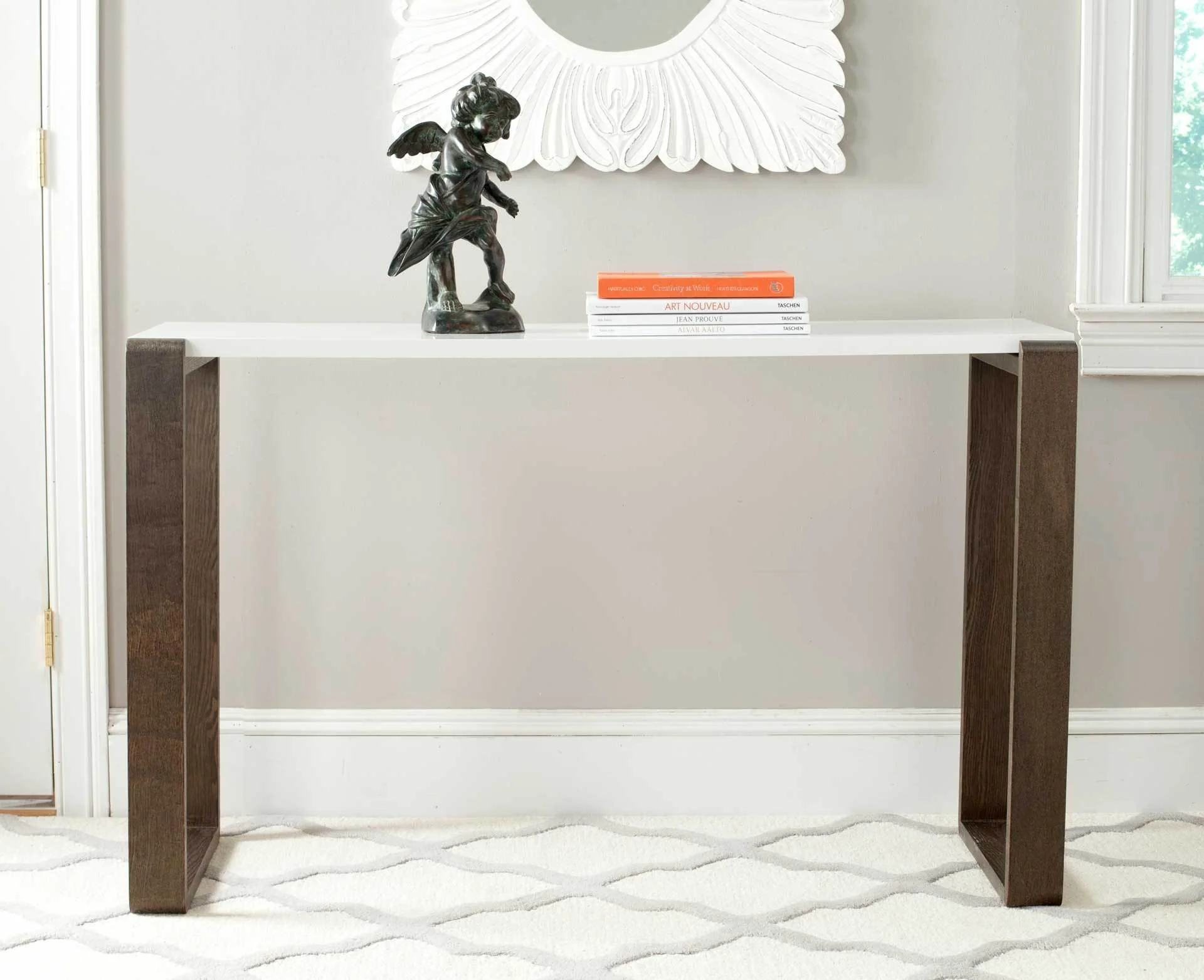 Balin Lacquer Console Table White/Dark Brown - Image 3
