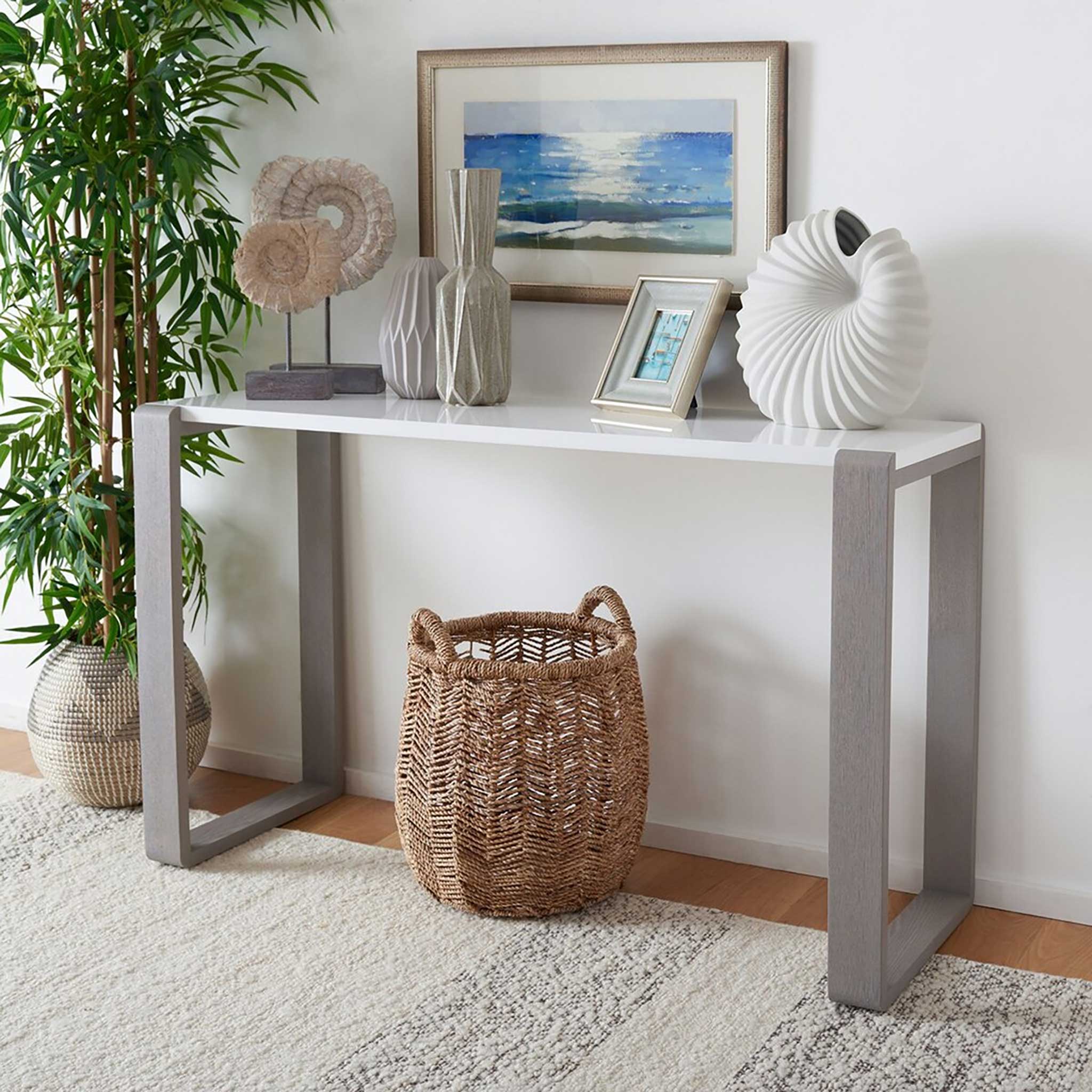 Balin Lacquer Console Table White/Gray - Image 9