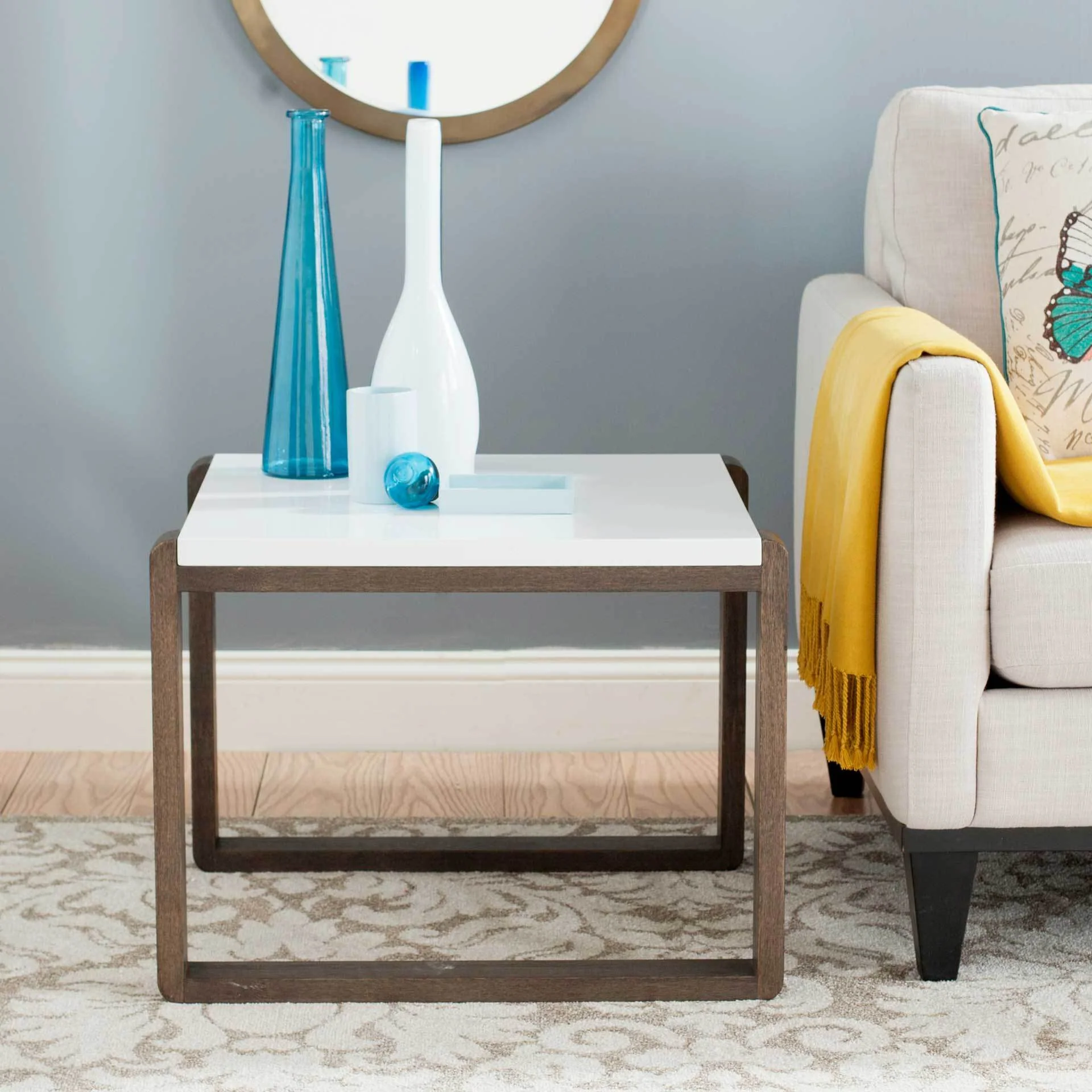 Balin Lacquer End Table White/Dark Brown - Image 3